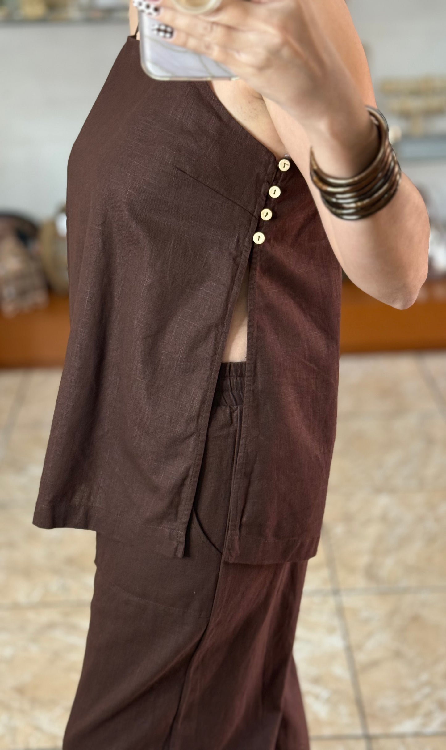 Chocolate Top and Pant Set (Open Sides)