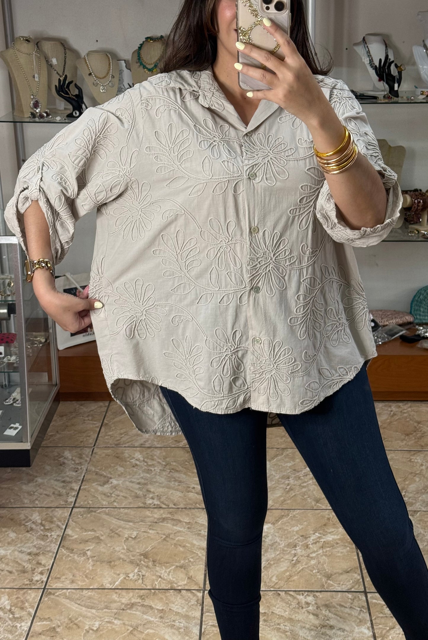 OS Embroidered Tunic Top (NO RETURNS OR EXCHANGE)