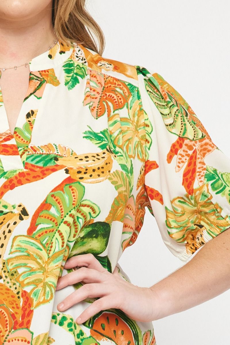 Tropical V-Neck Top (Regular and Plus)