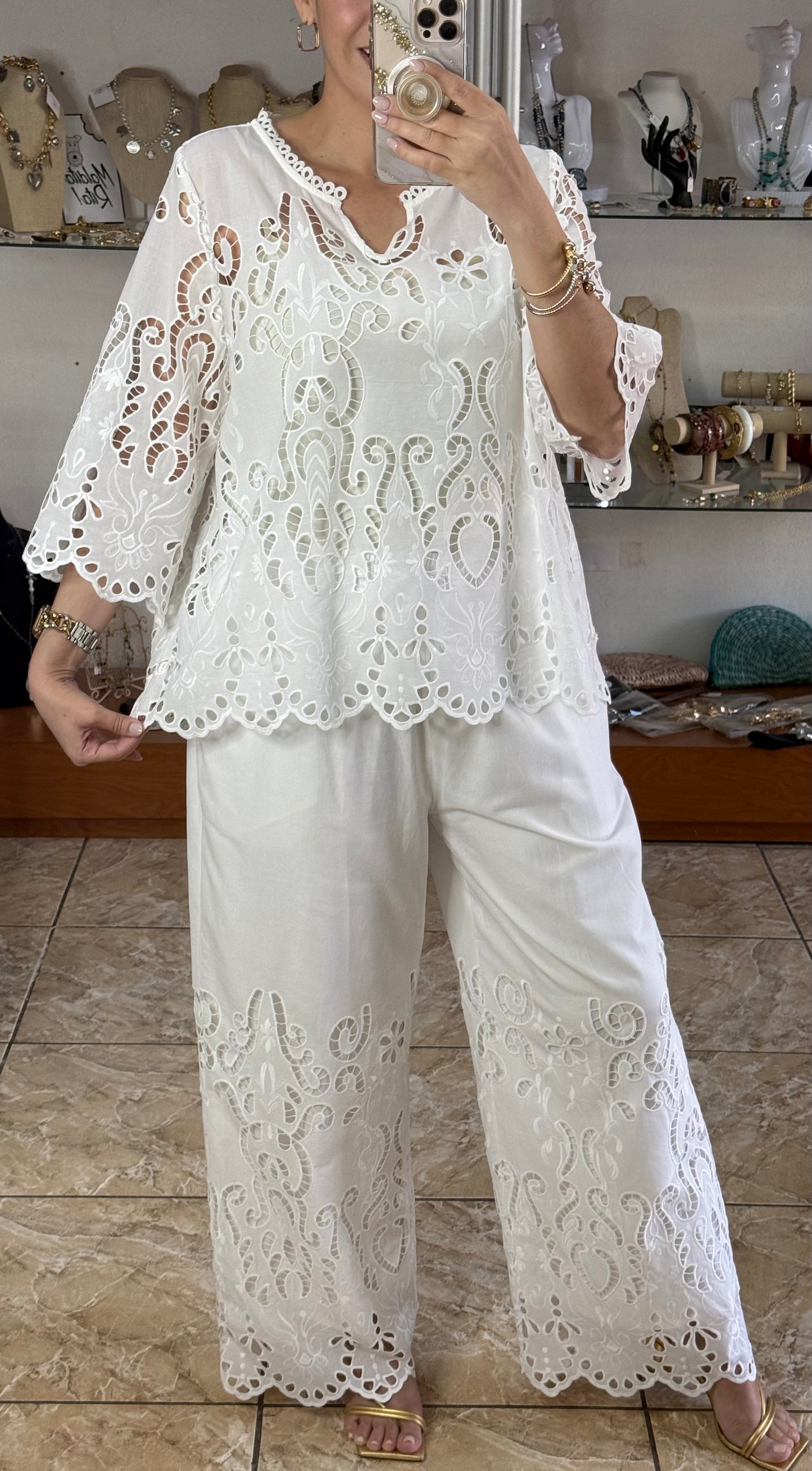 OS Intricate Eyelet Lace Embroidered Set (NO RETURNS OR EXCHANGE)