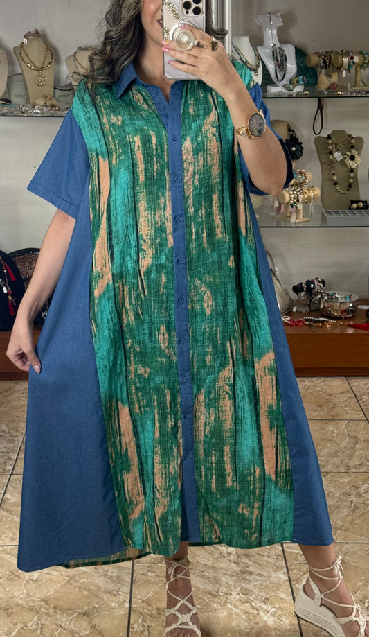 Blue/Turquoise Mix Midi Dress
