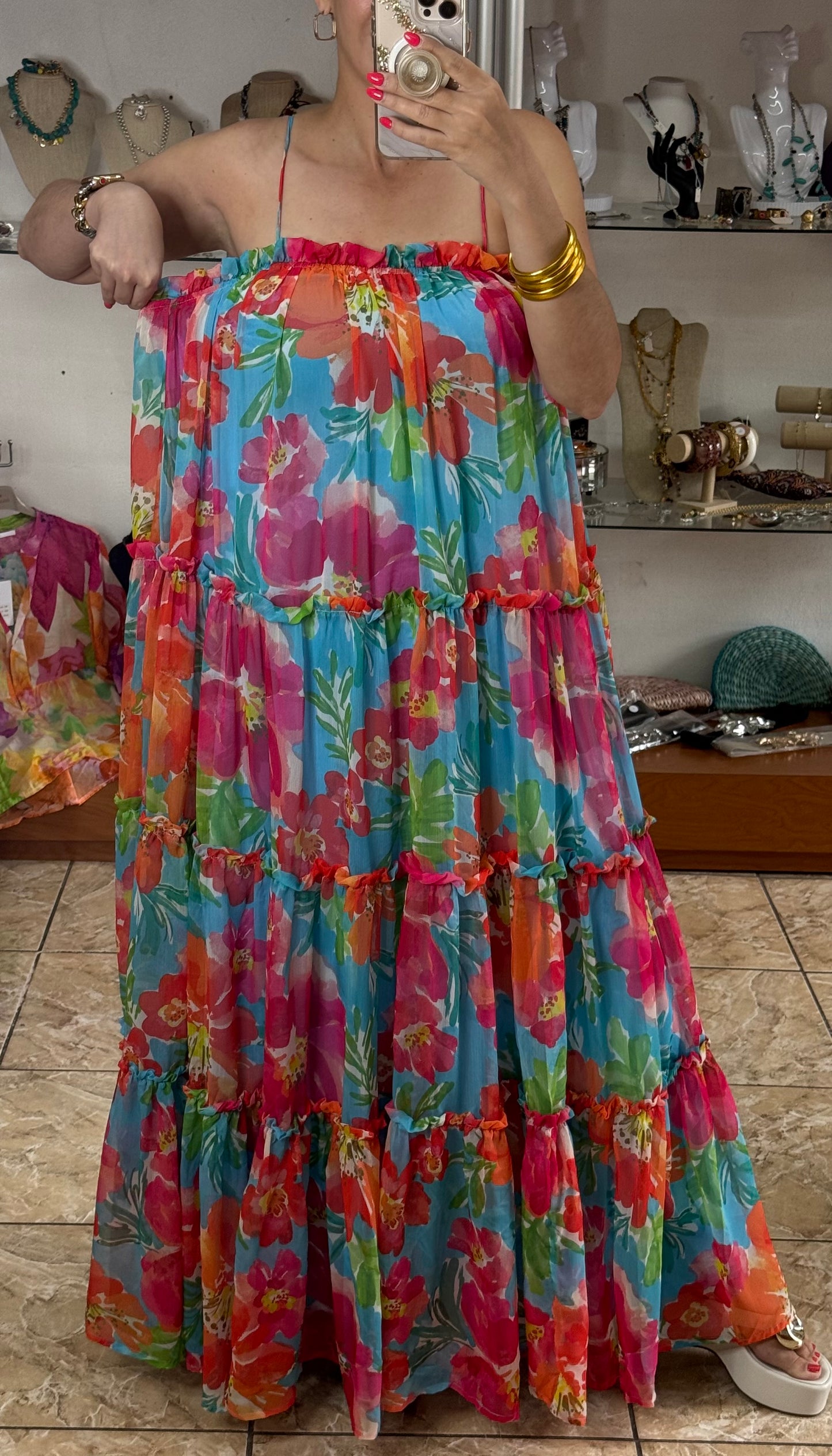 Blue Floral Maxi Dress