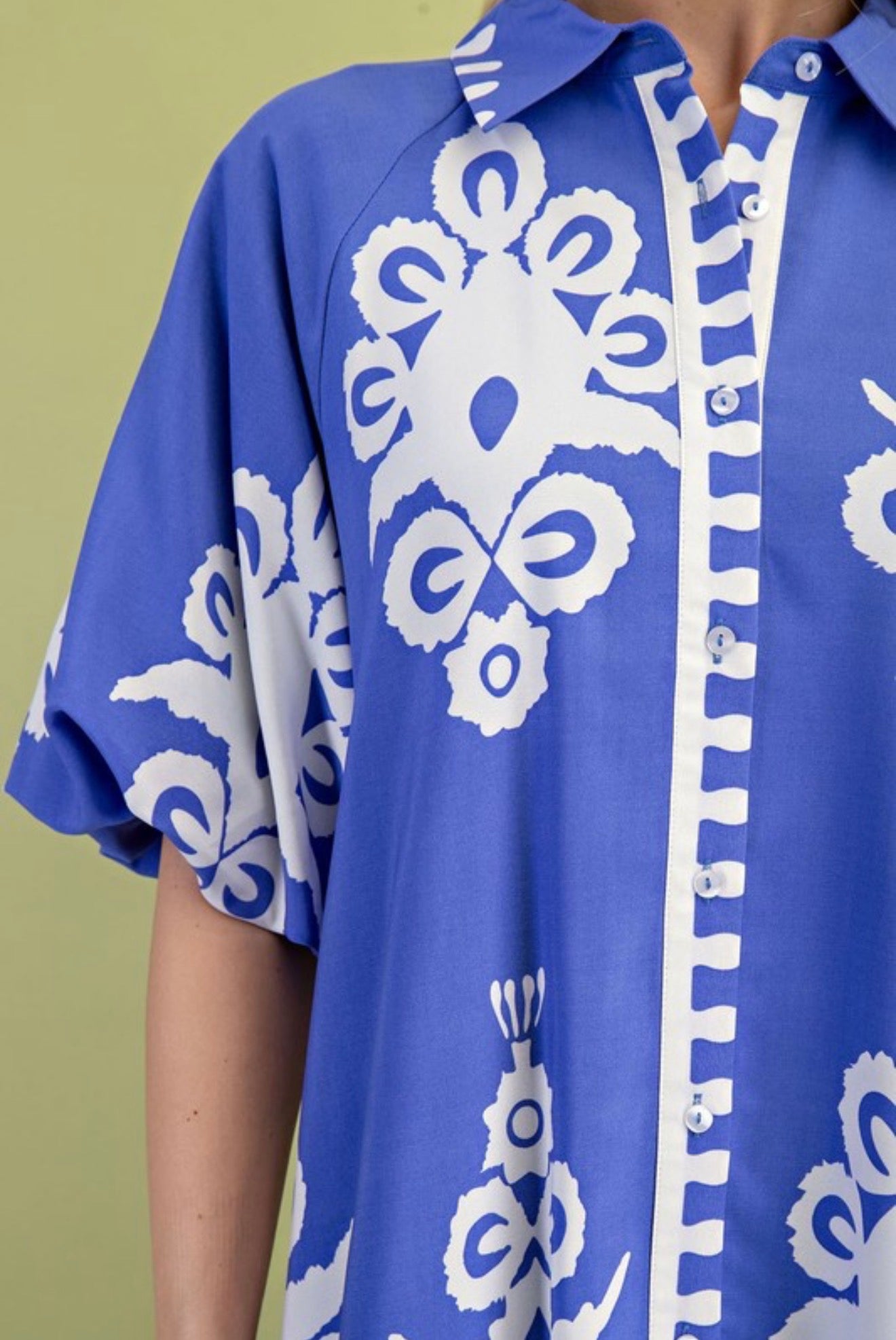 Blue Print Mini Dress (PLUS)