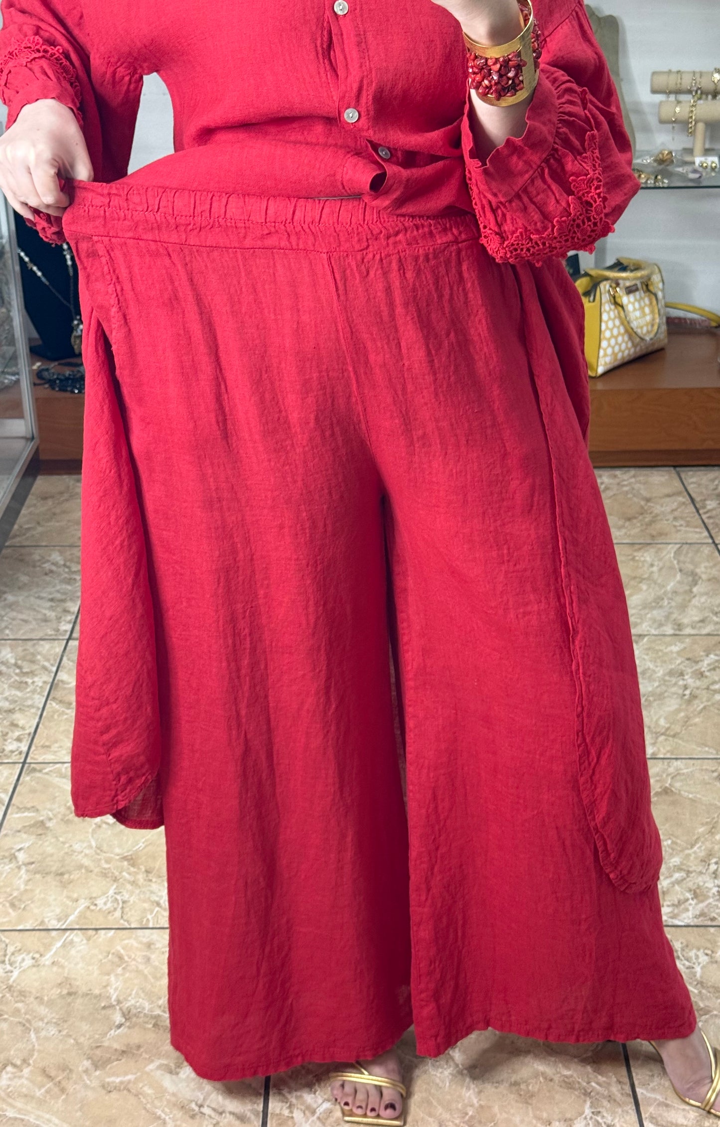 High/Low OS Linen Pant Set (FINAL SALE)