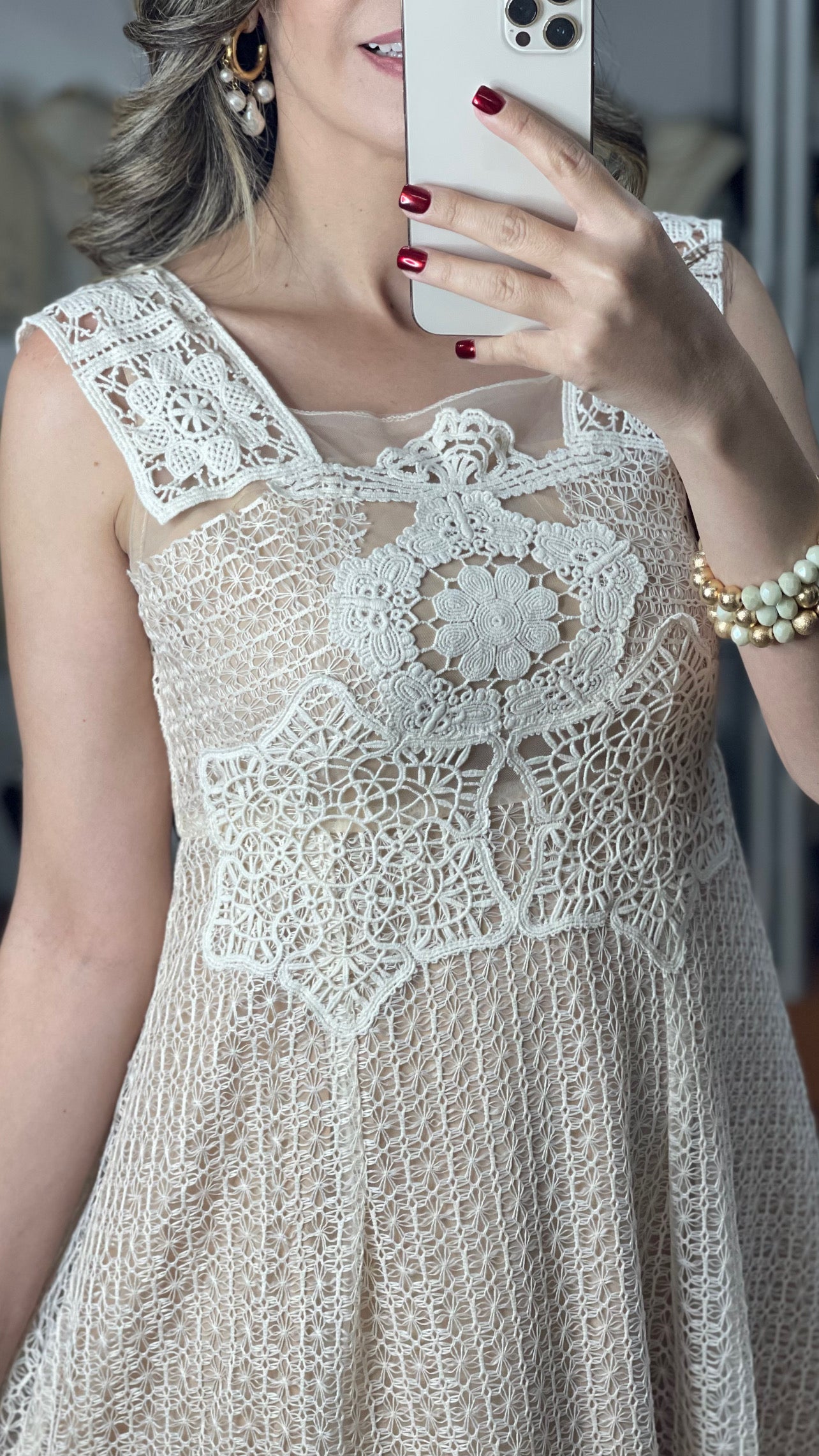 Crochet and Lace Details Maxi Dress