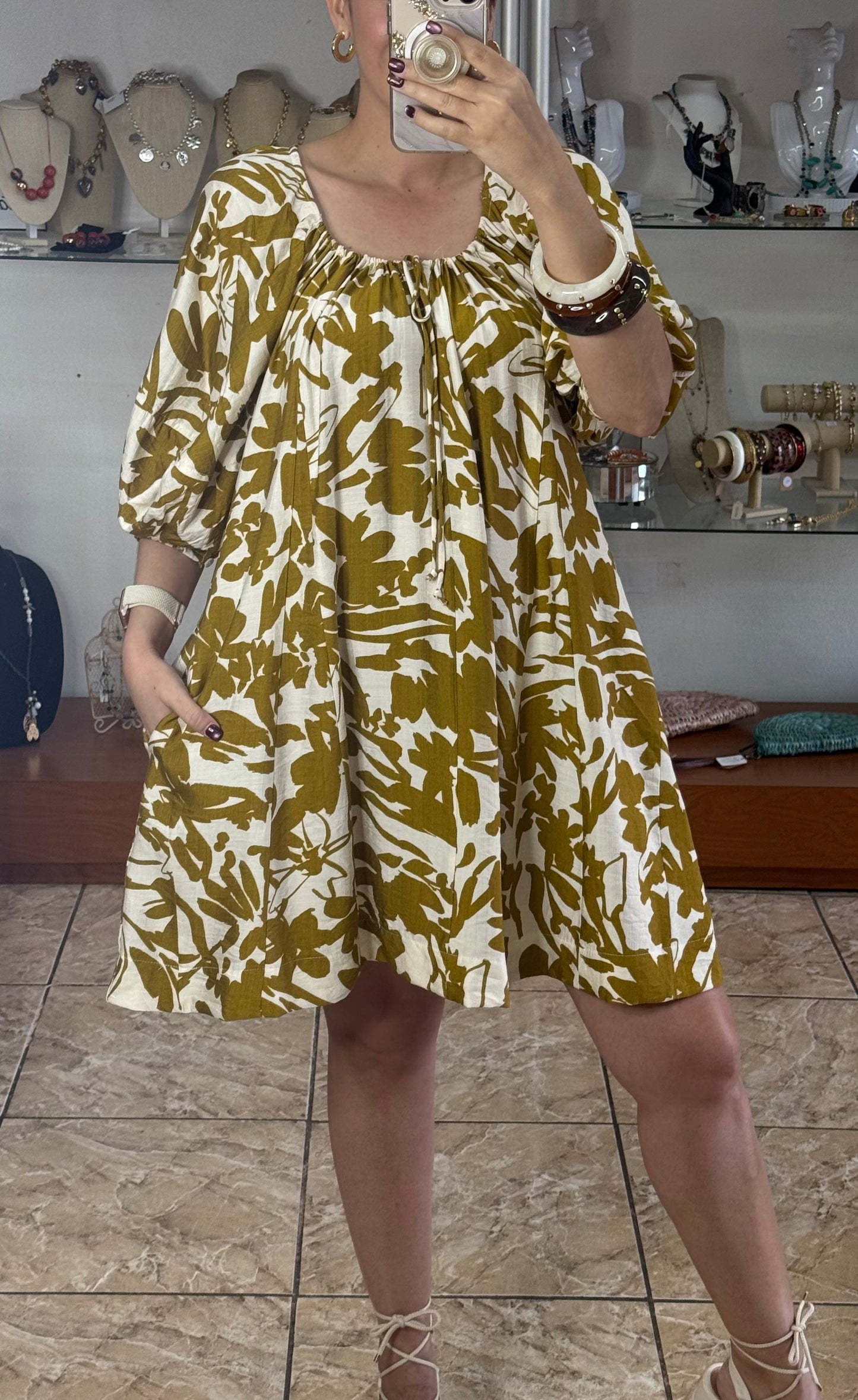 Two Tone Ochre Mix Dress