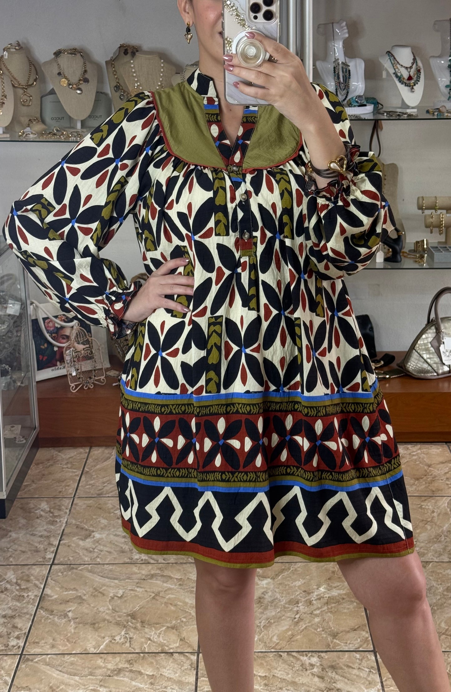 Geometric Print Tunic Dress