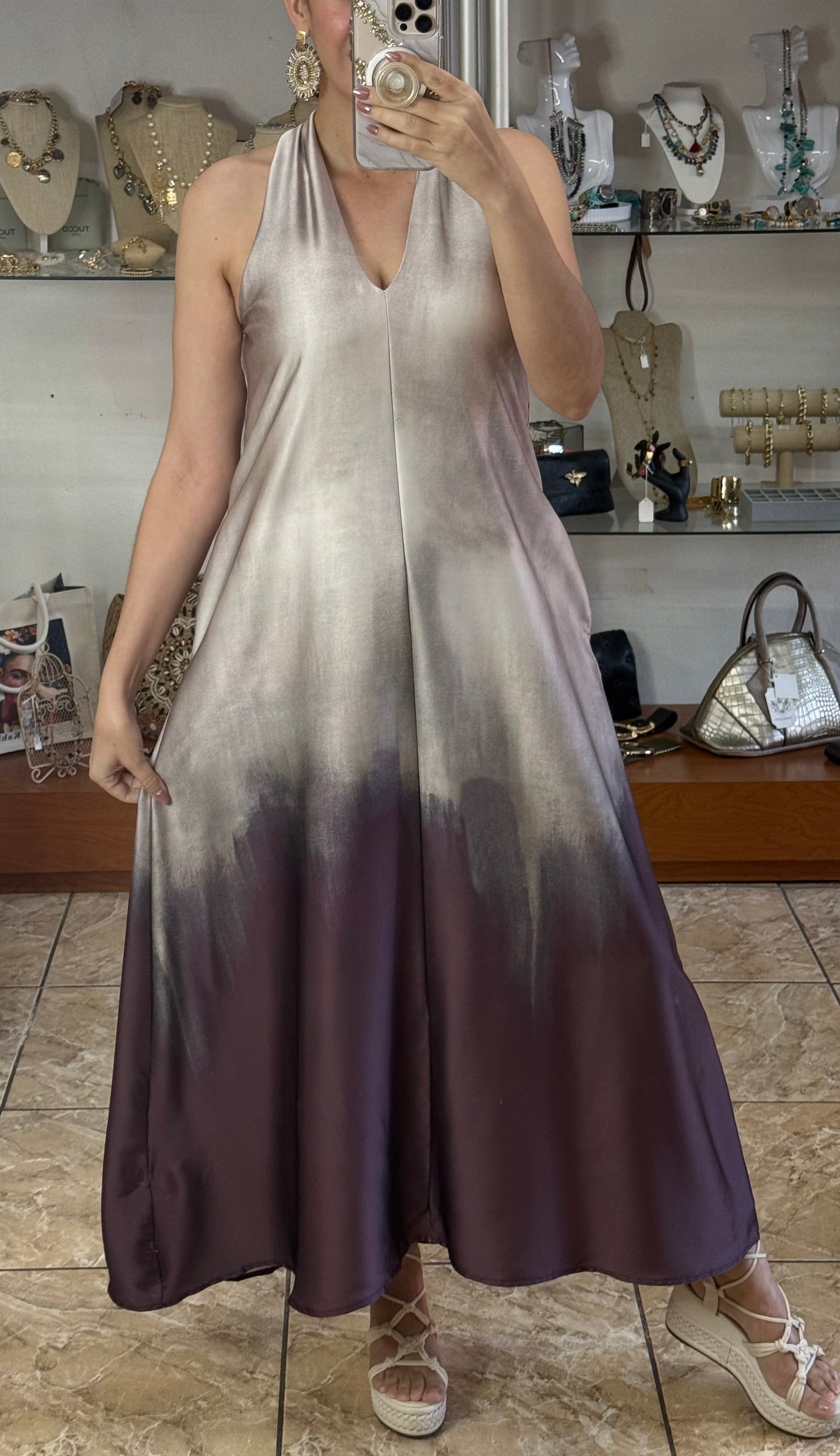 Halter Satin OS Maxi Dress (FINAL SALE)