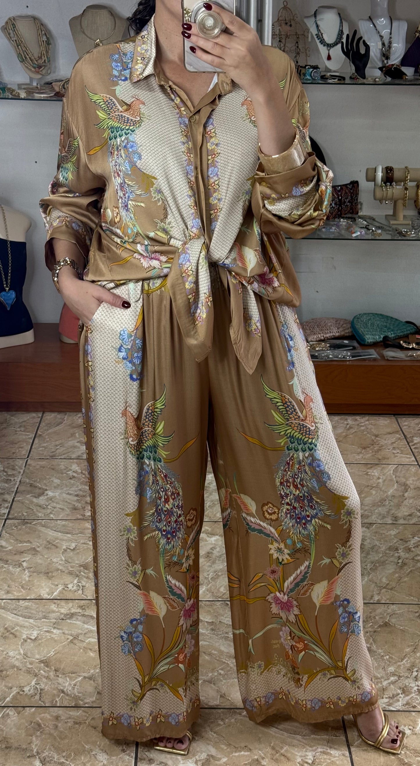 Birds & Flowers OS Satin Set (NO RETURNS OR EXCHANGE)