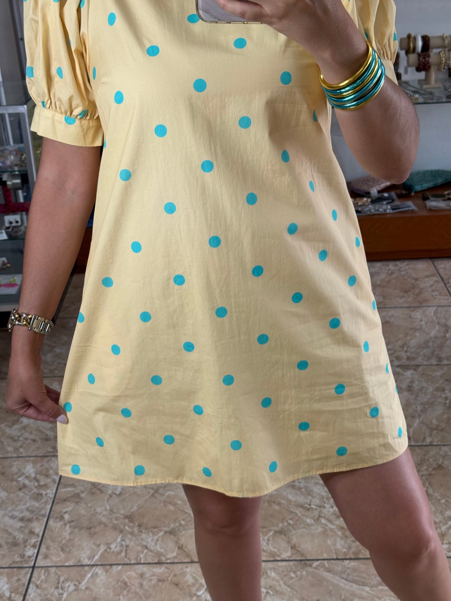 Butter Yellow Polkadot Dress