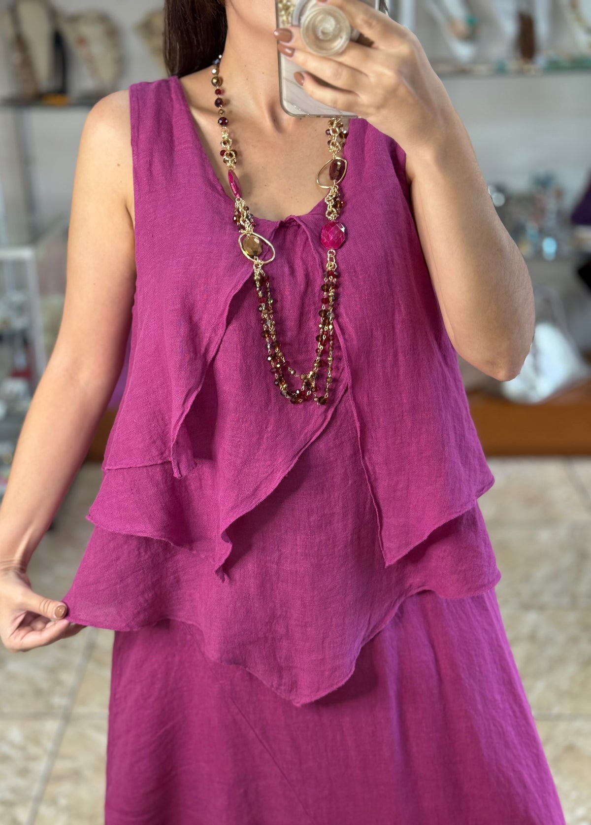 OS Linen Top & Skirt Set (NO RETURNS OR EXCHANGE)