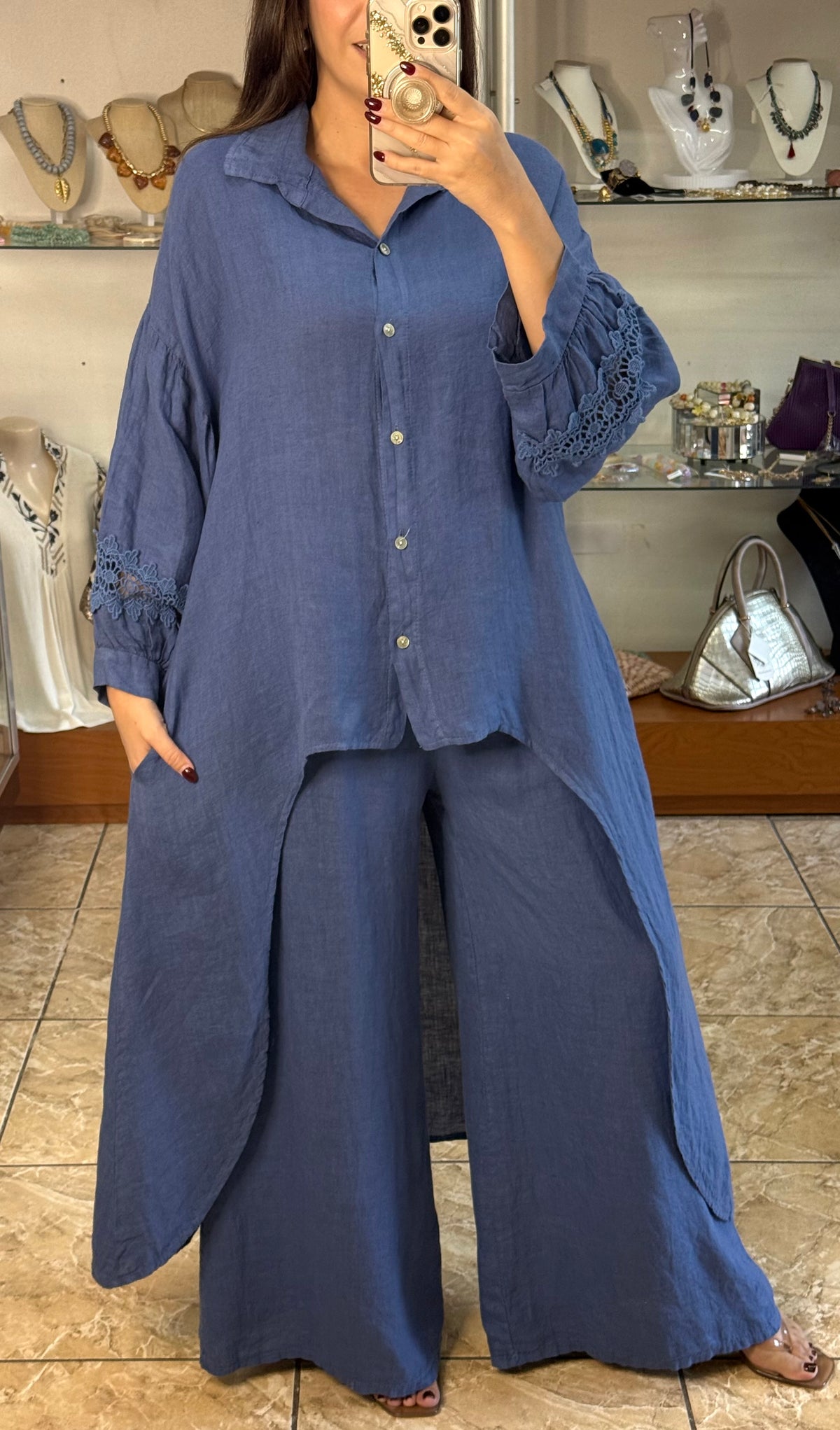 High/Low OS Linen Pant Set (NO RETURNS OR EXCHANGE)