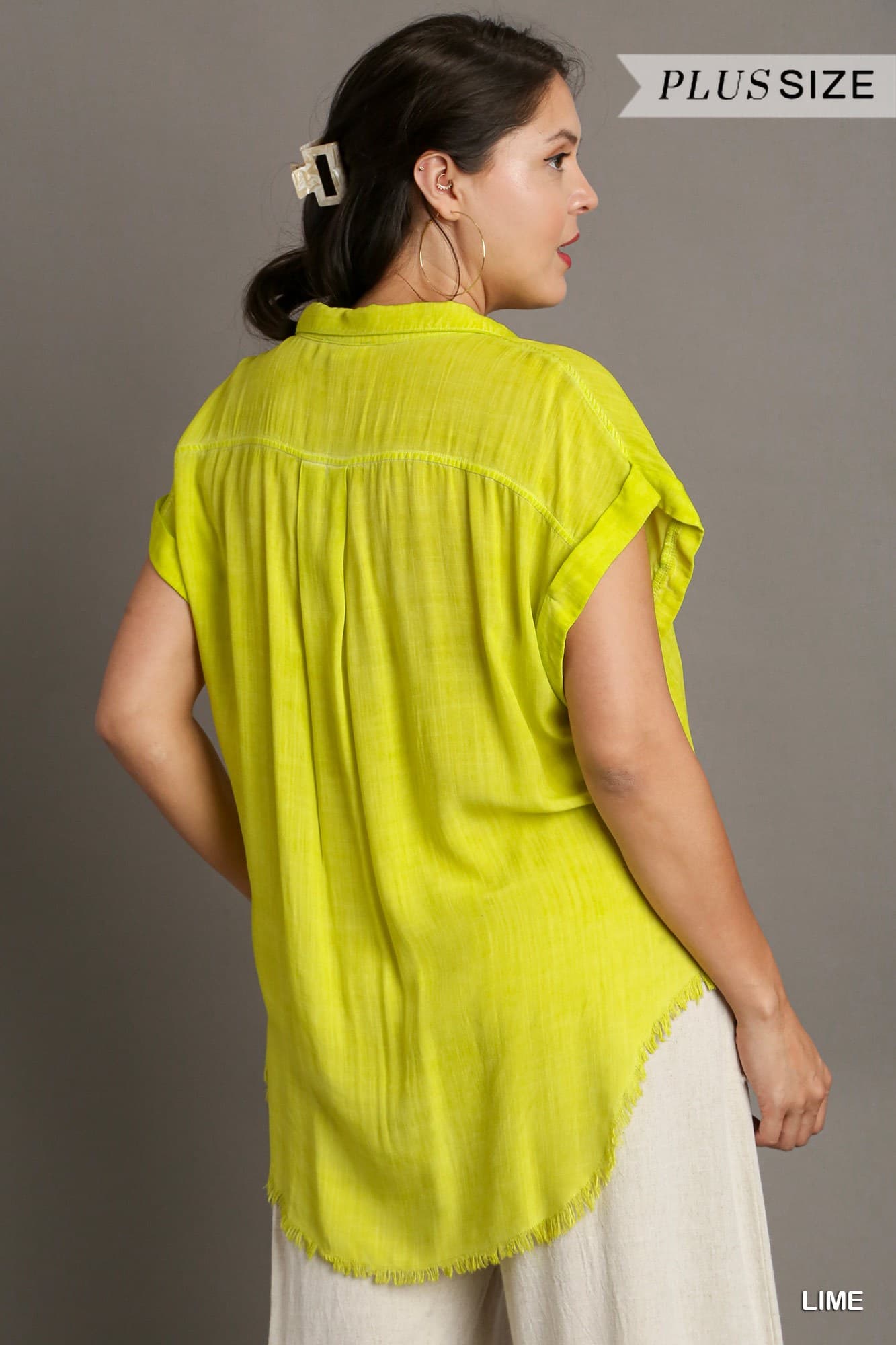 Lime Button Down Top (PLUS)