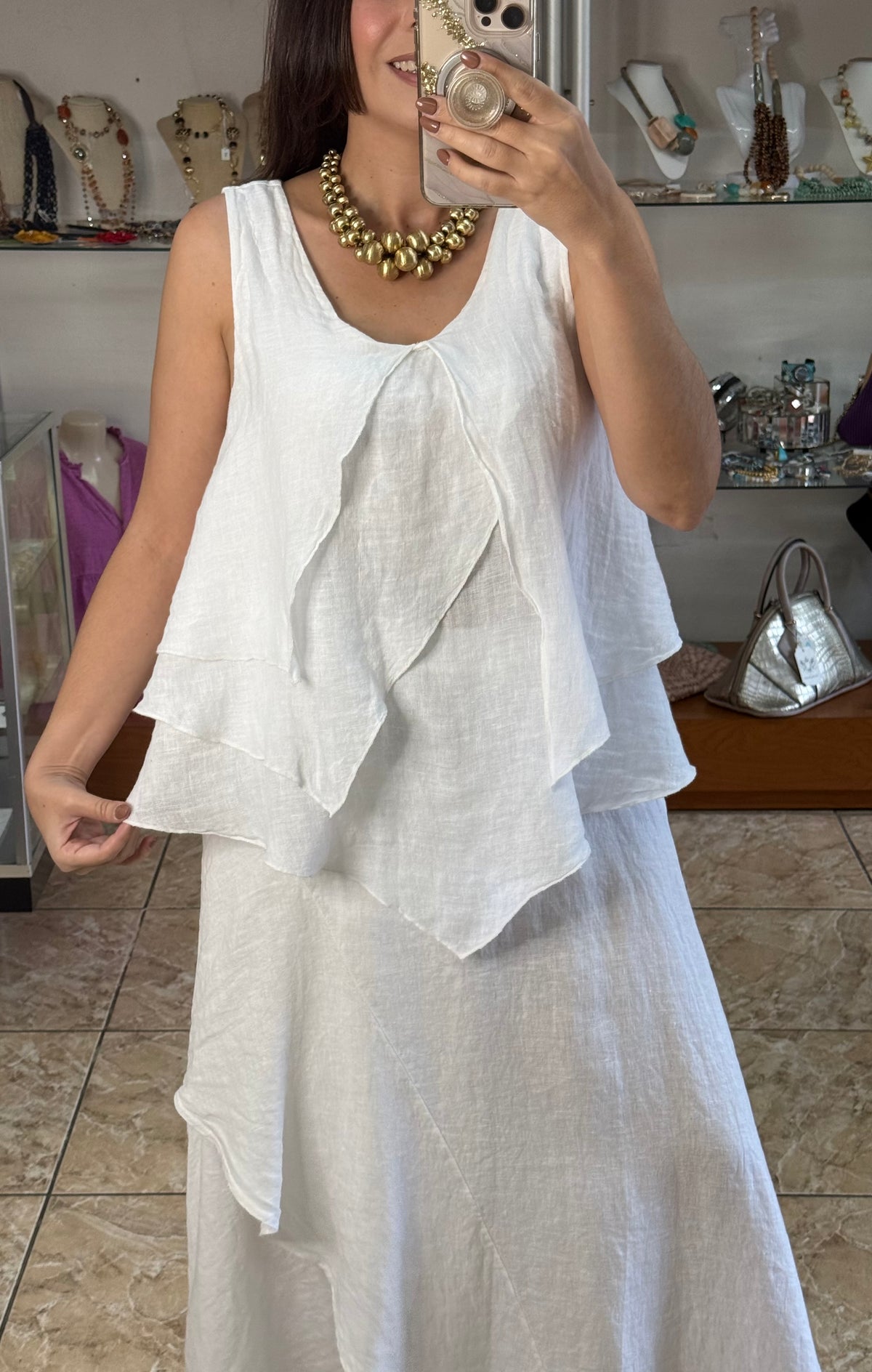 OS Linen Top & Skirt Set (NO RETURNS OR EXCHANGE)