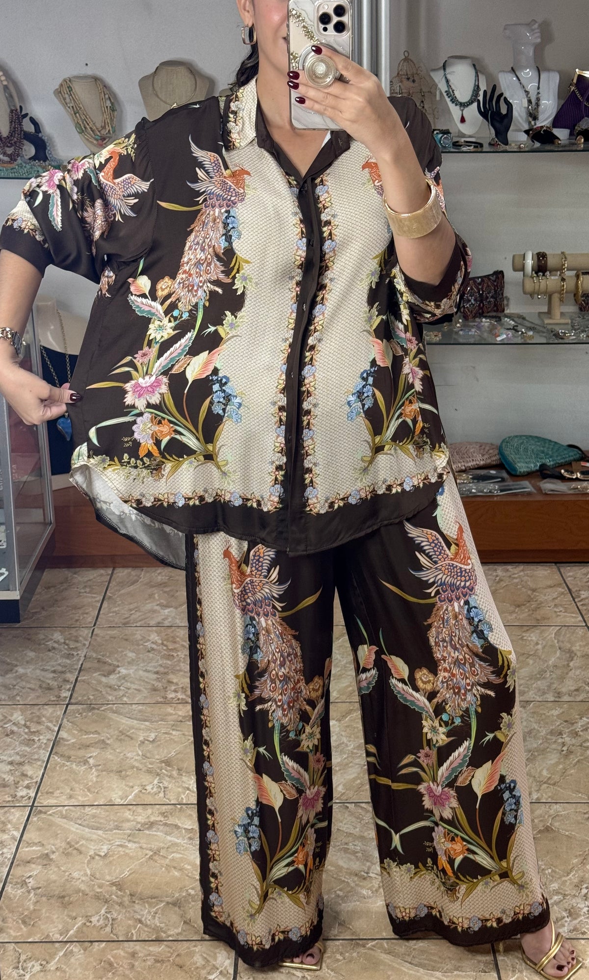 Birds & Flowers OS Satin Set (NO RETURNS OR EXCHANGE)