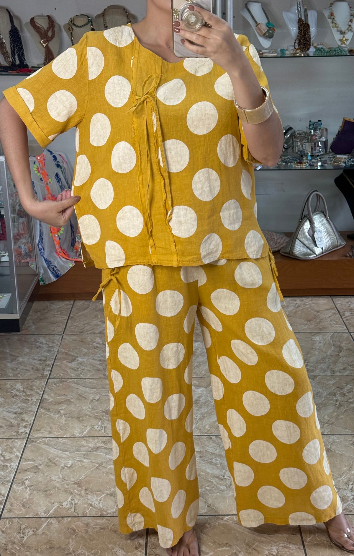 Polka Dots and Ribbons OS Linen Set (NO RETURNS OR EXCHANGE)
