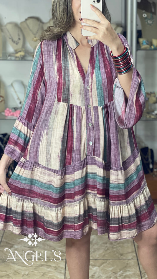 Wine/Purple Stripes OS Dress