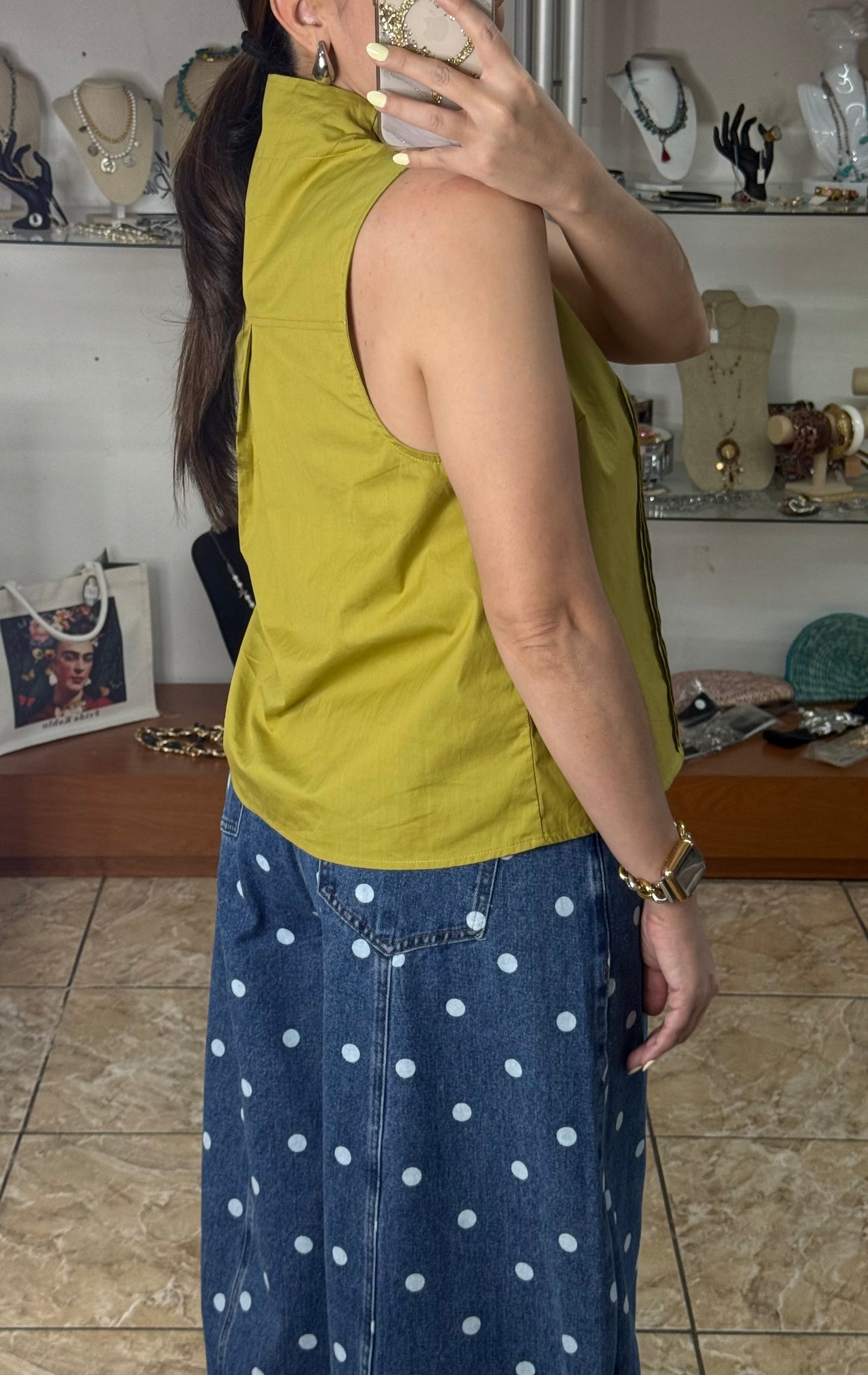 Martini Olive Sleeveless Top