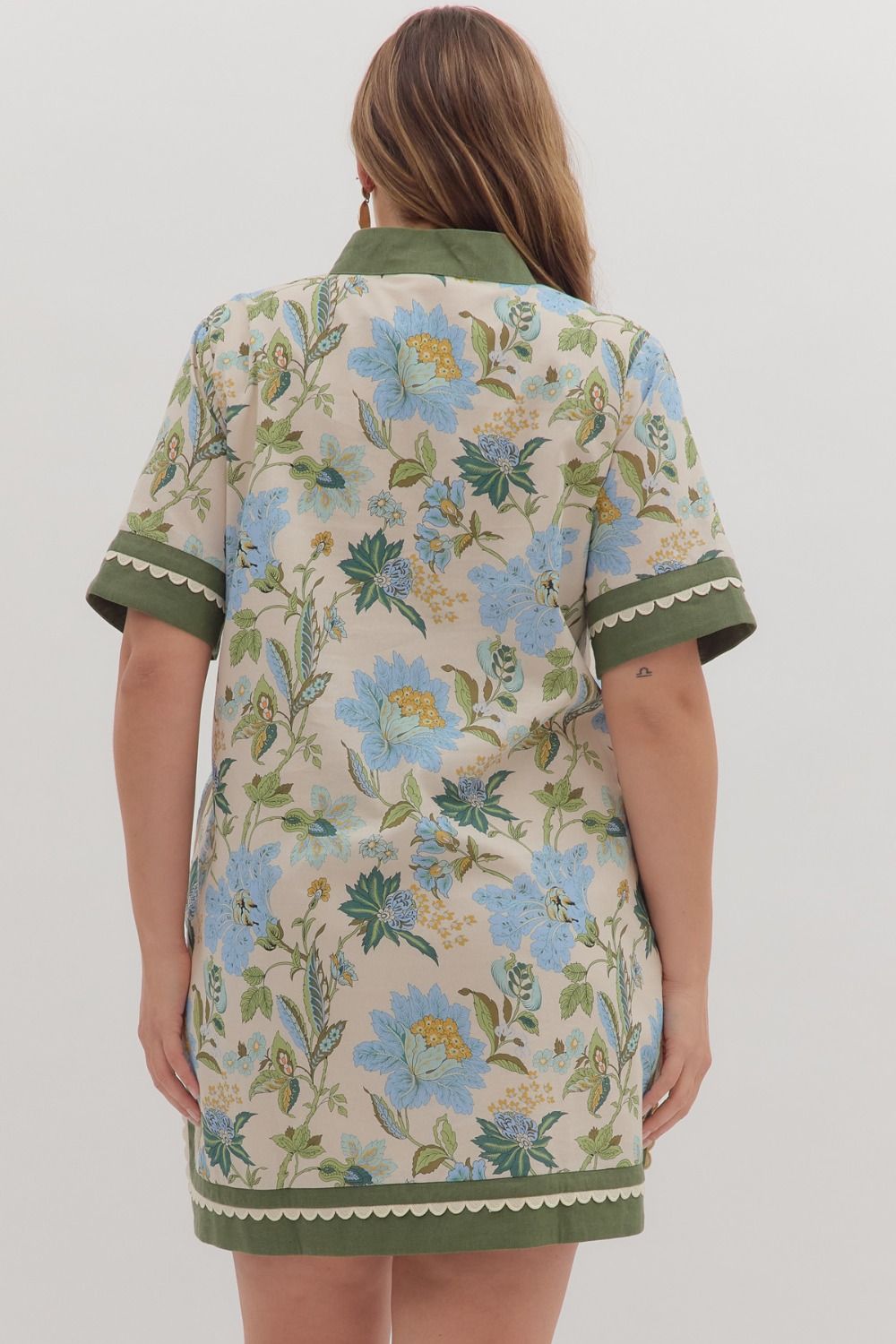 Ecru Floral Mini Dress (PLUS)