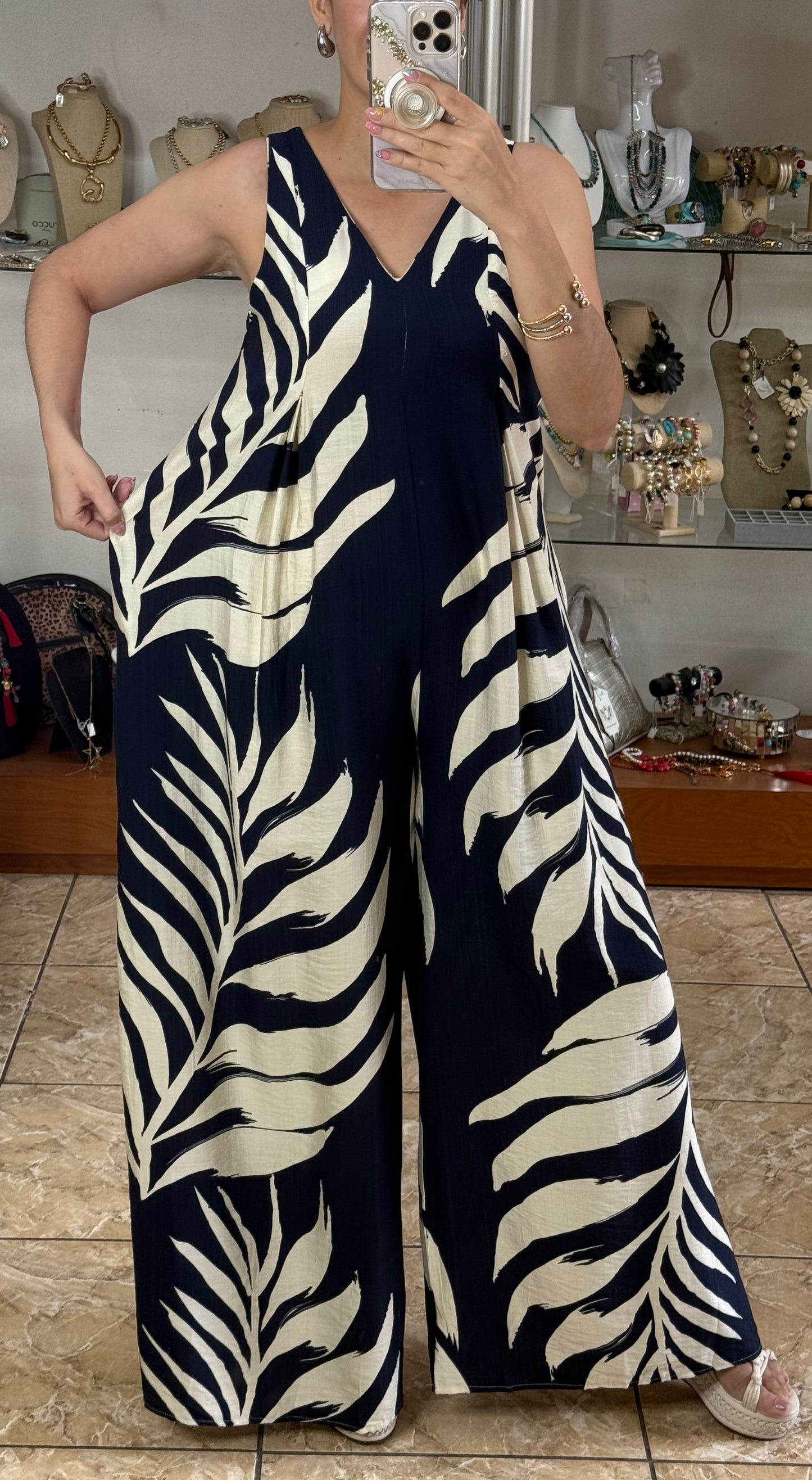 Navy/Ivory Wide Leg Jumpsuit