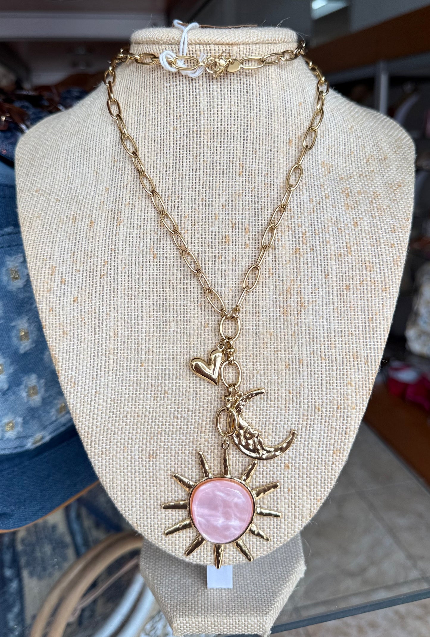 Sun Moon & Heart Long Necklace (NO RETURNS OR EXCHANGE)
