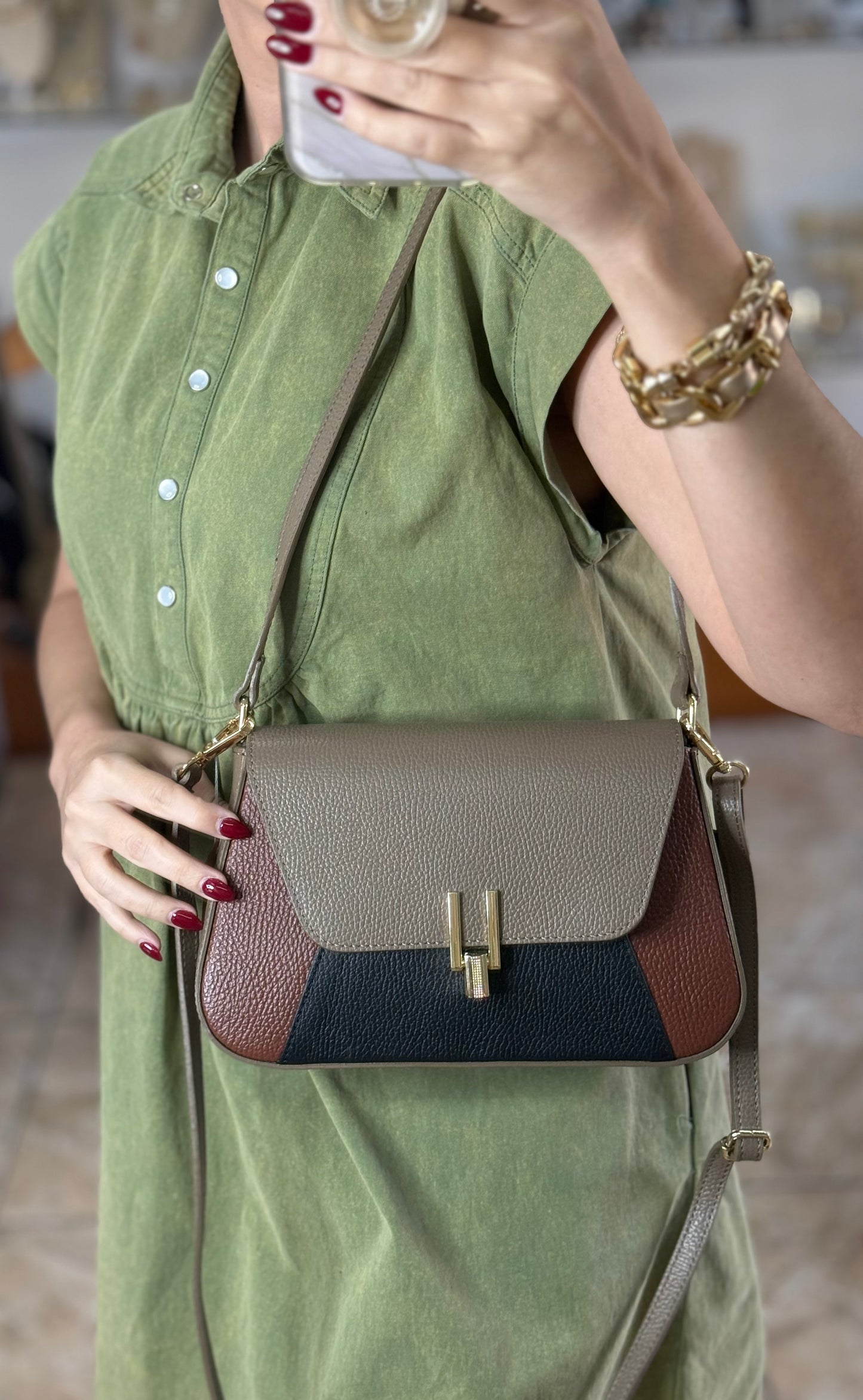 3 Color Leather Bag (FINAL SALE)