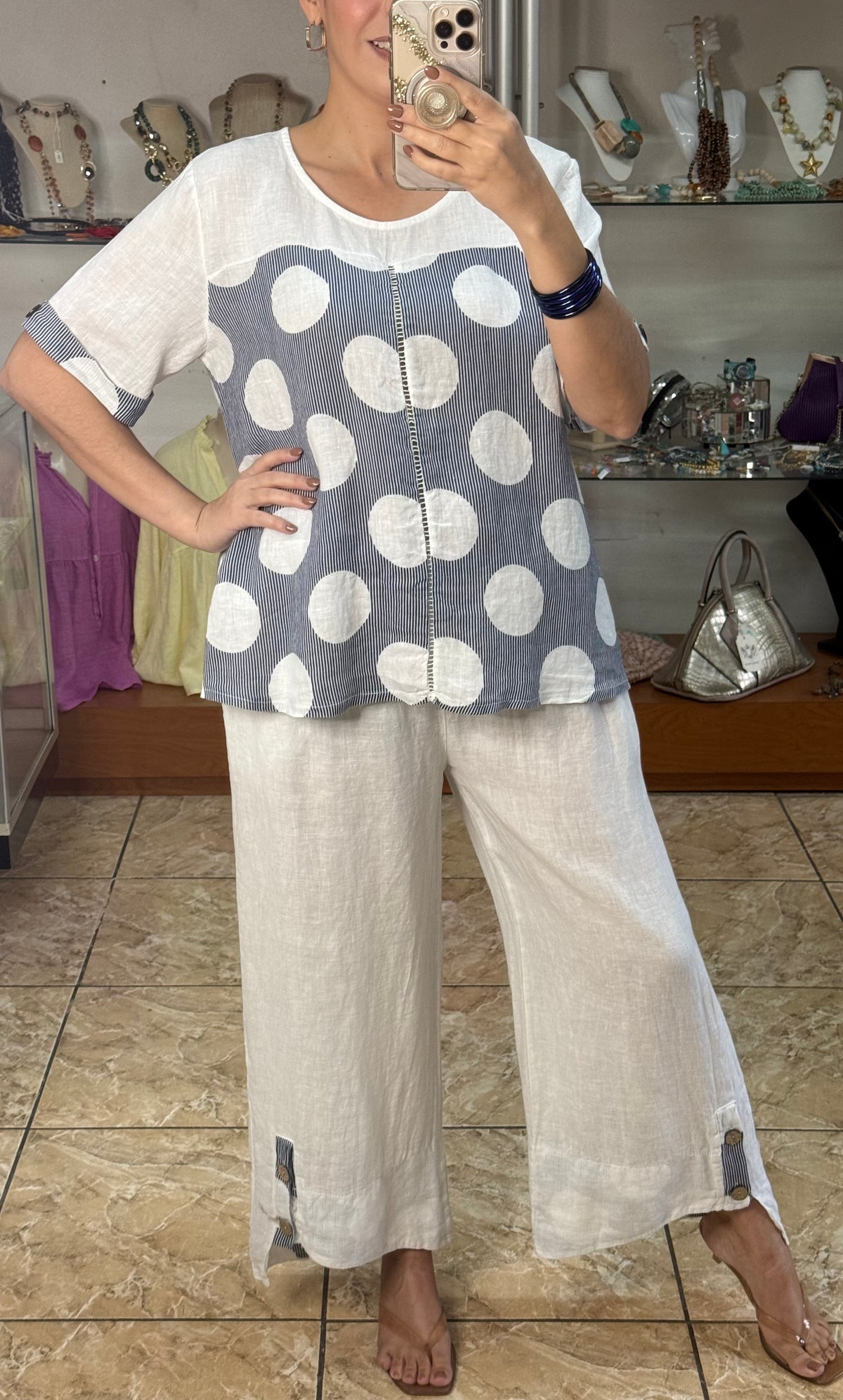 Stripes & Polka Dots OS Linen Set (NO RETURNS OR EXCHANGE)