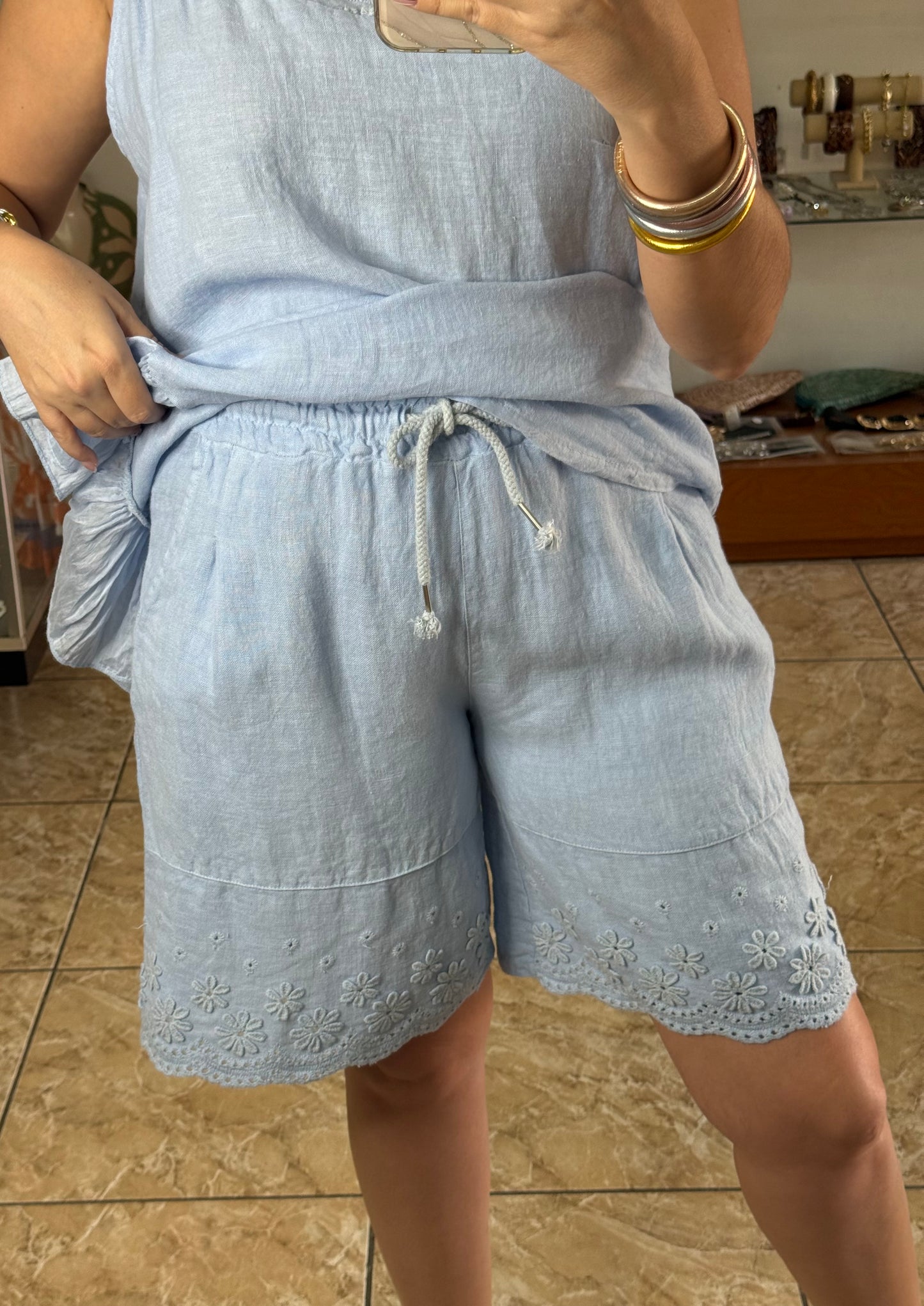 OS Linen Top & Short Set (NO RETURNS OR EXCHANGE)