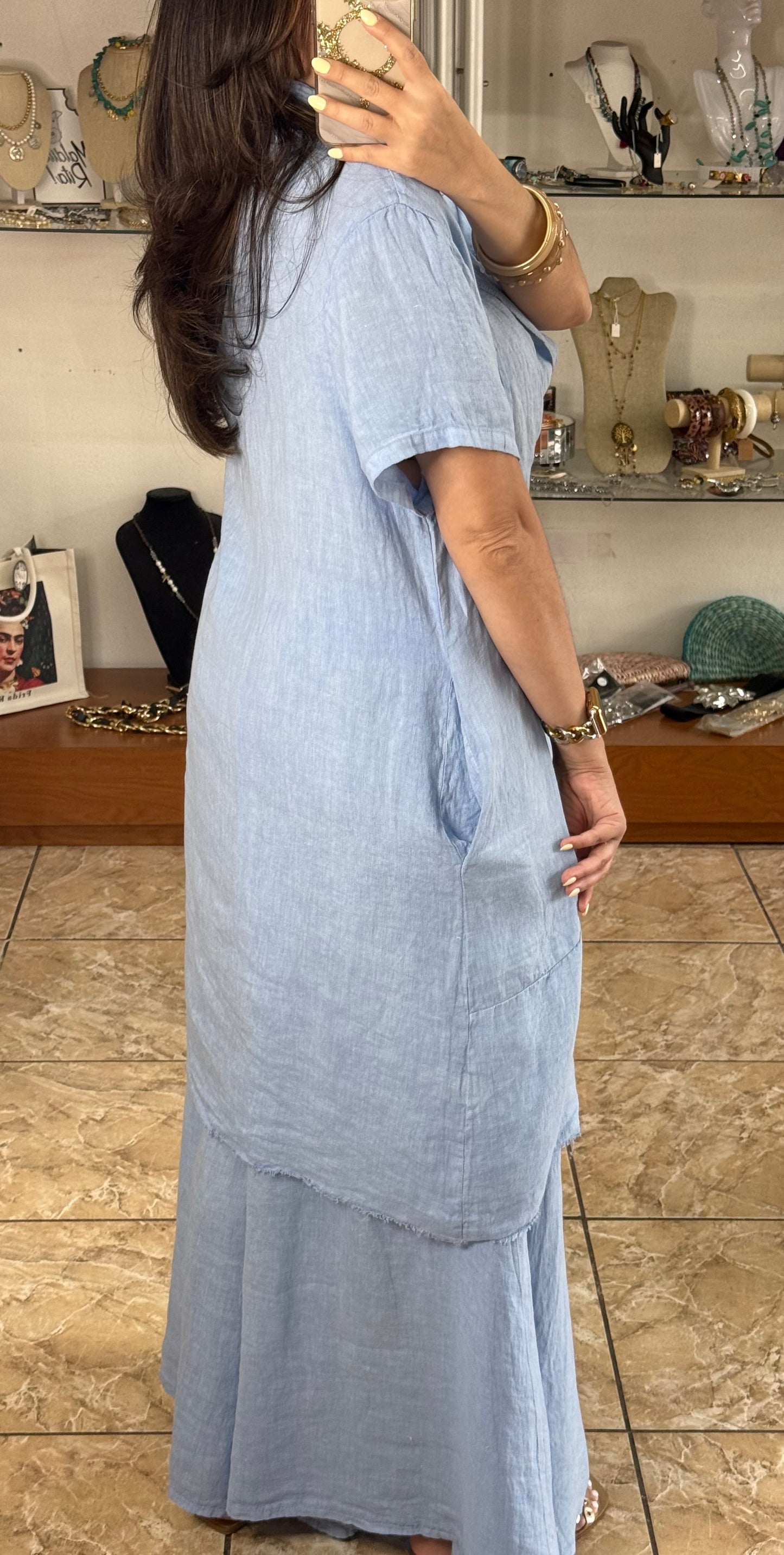 Long Top & Pant OS Linen Set (NO RETURNS OR EXCHANGE)
