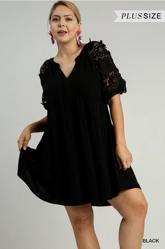 Little Black Dress with Lace Details