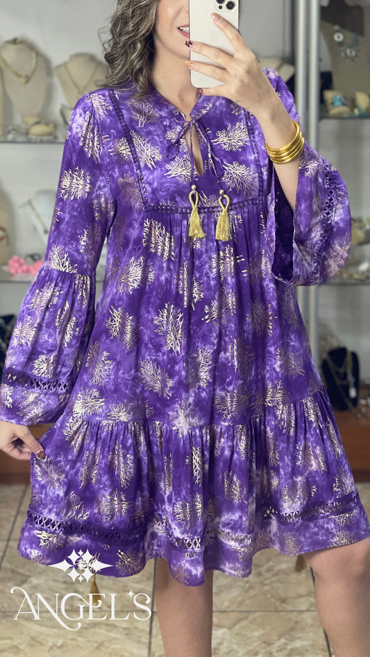 Purple and Gold Boho Dress