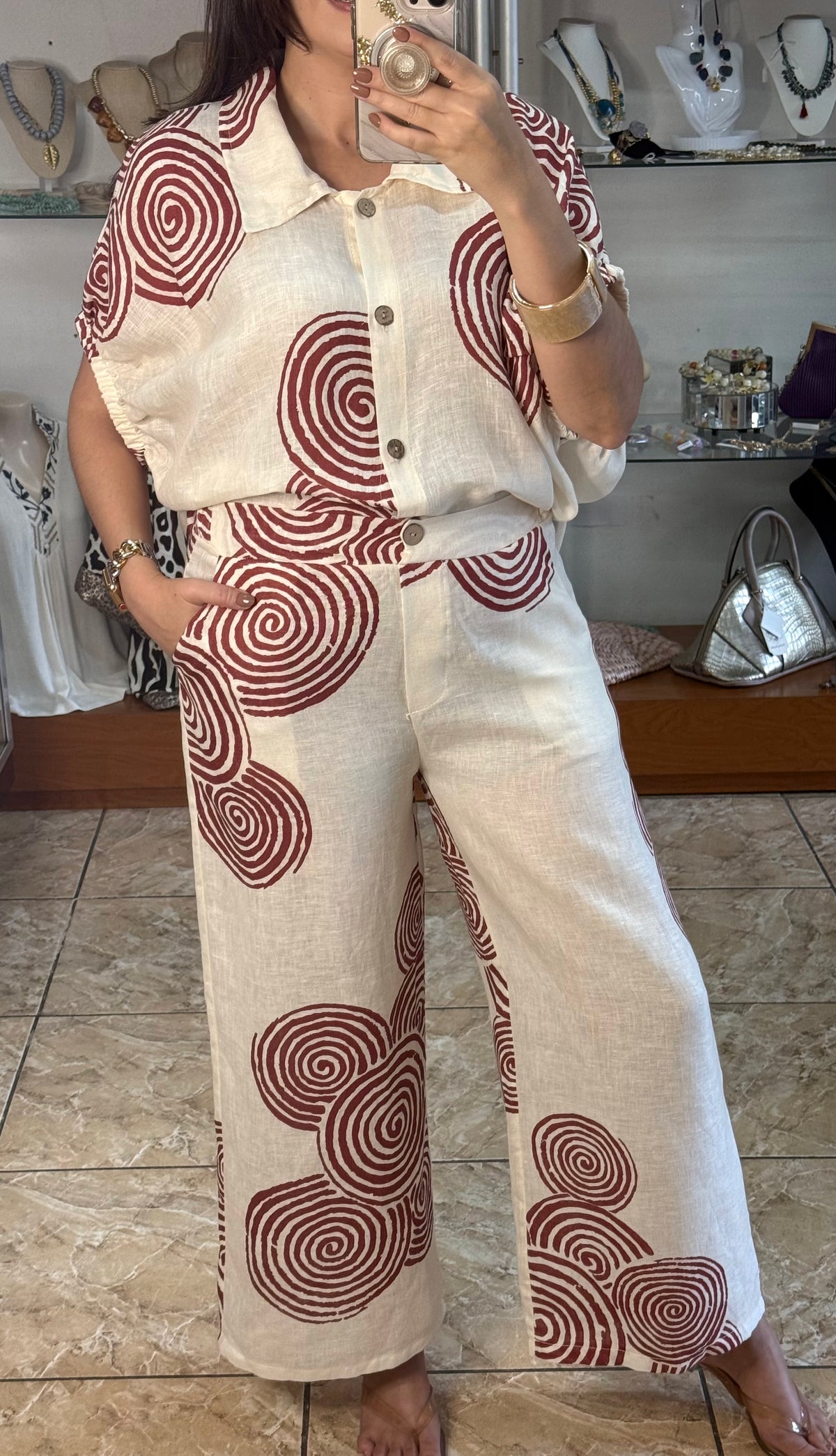 Spiral Pattern OS Top & Pant Set (NO RETURNS OR EXCHANGE)