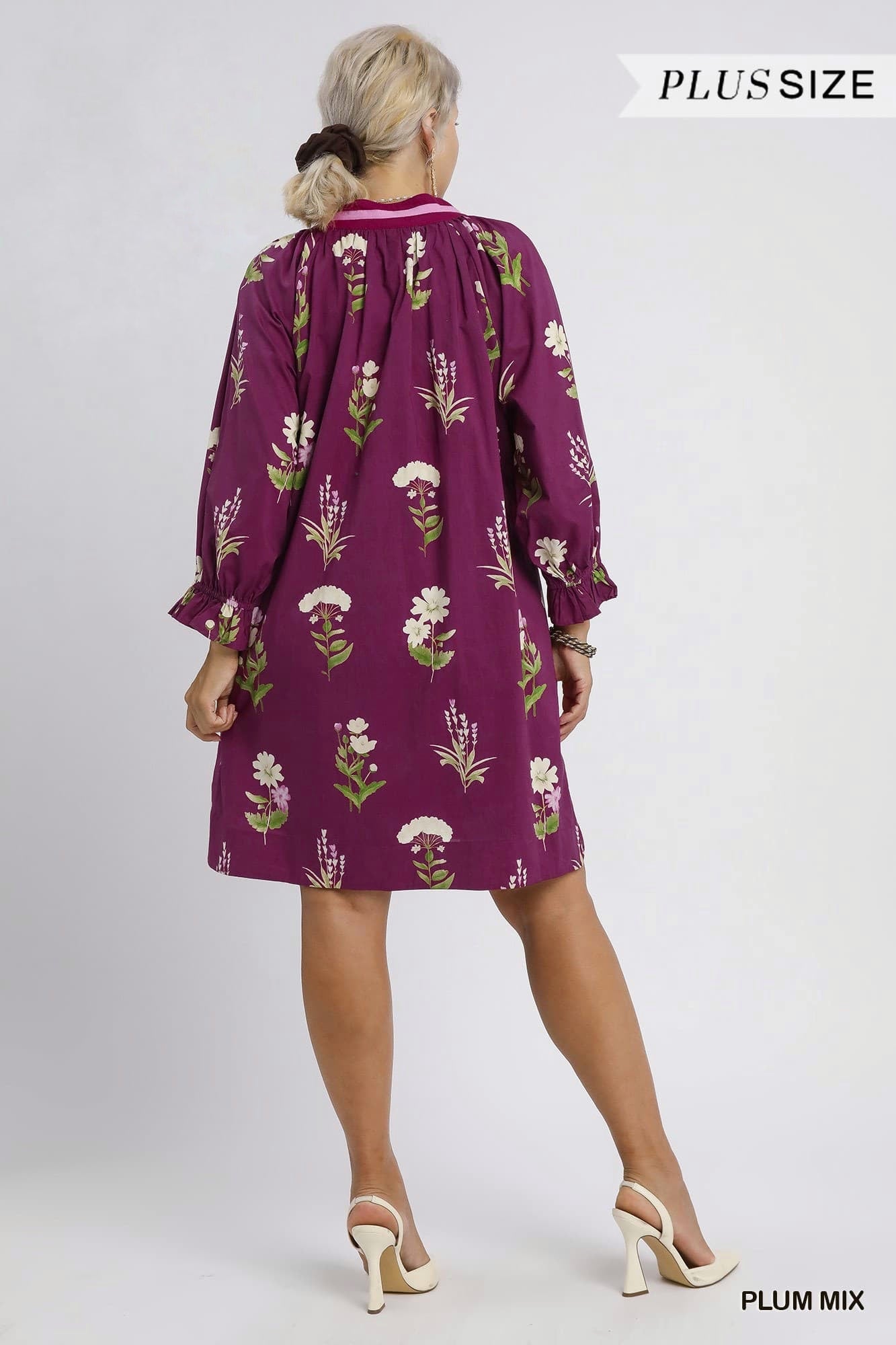 Floral Tunic Dress with Contrast Trim (PLUS)