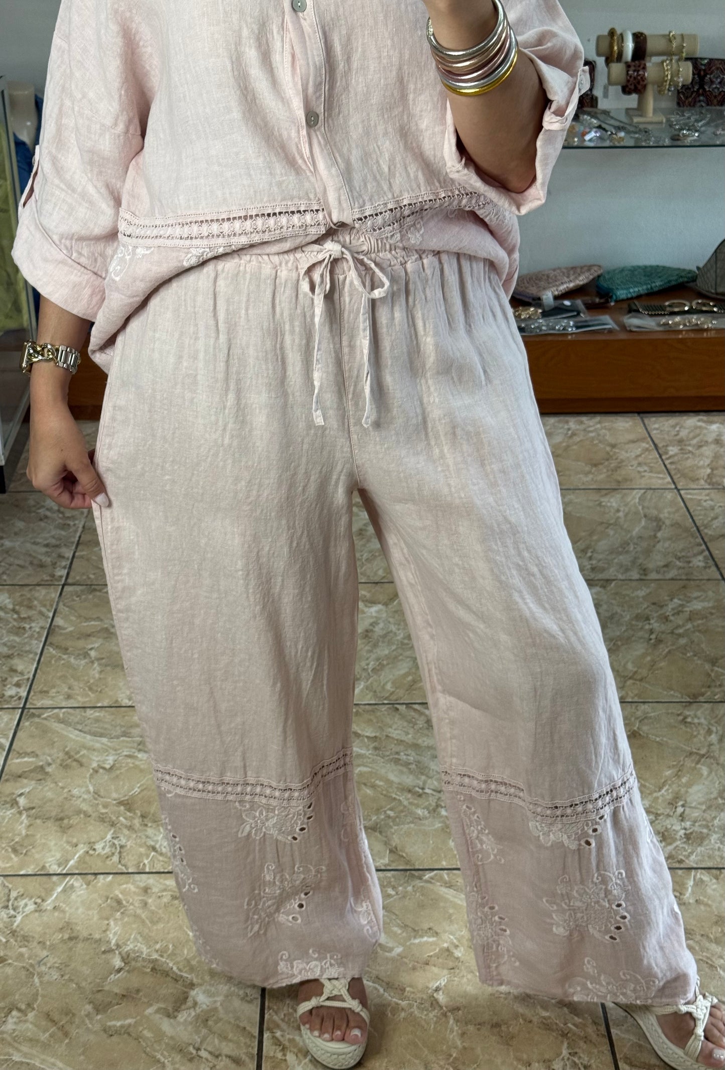 OS Button Down Top & Pant Set (NO RETURNS OR EXCHANGE)