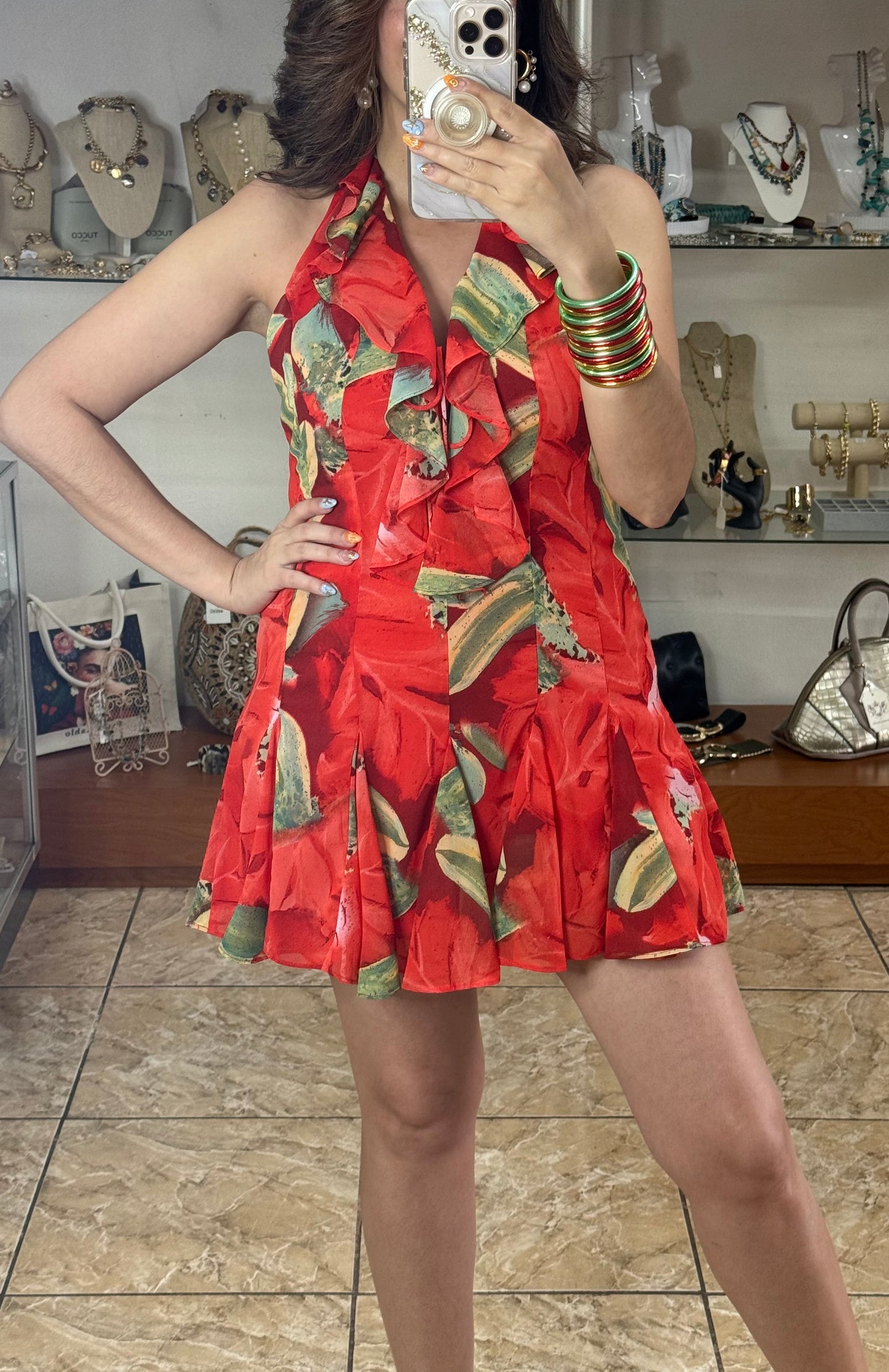 Red Open Back Mini Dress