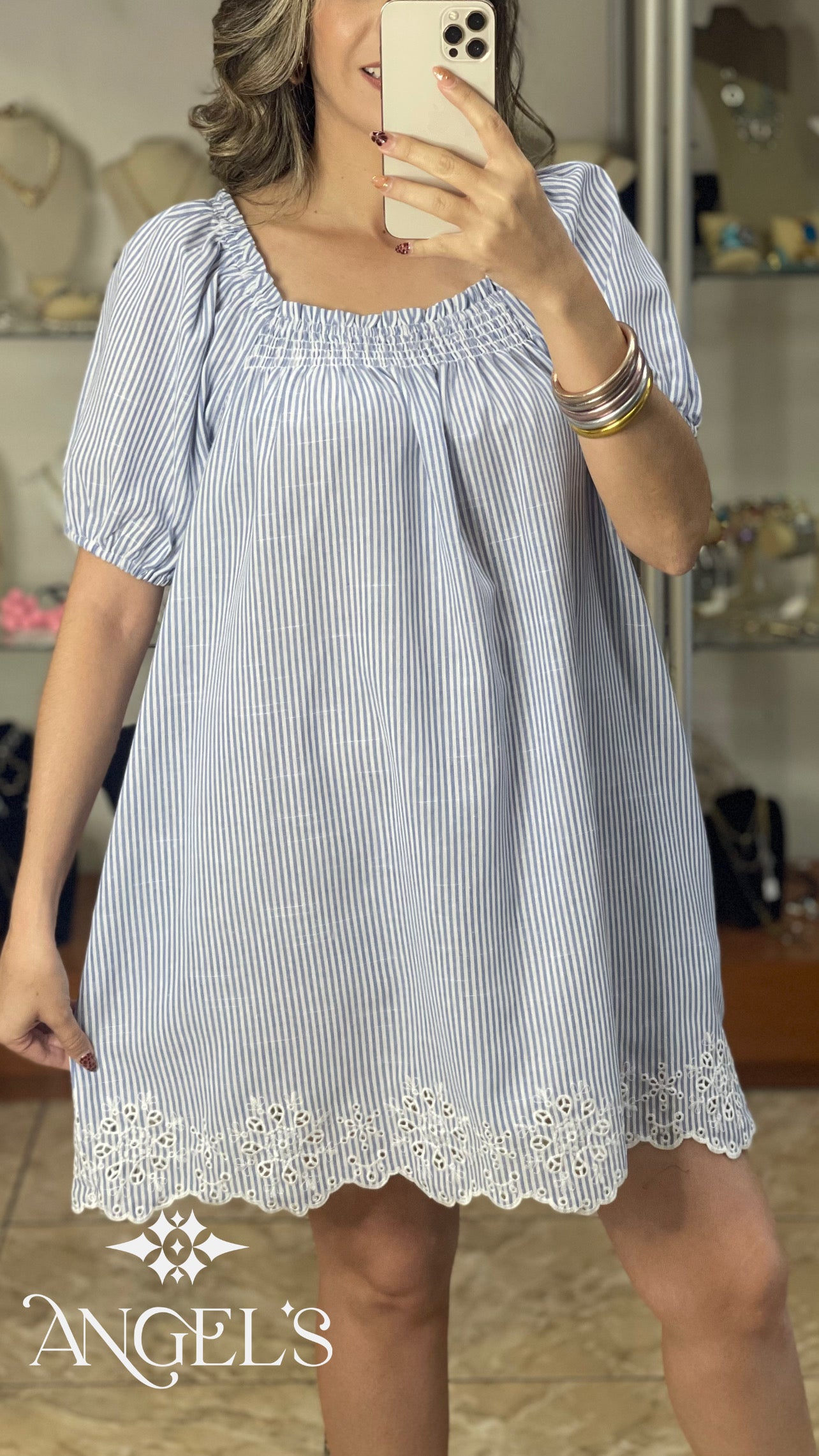 Stripes and Lace Tunic Dress