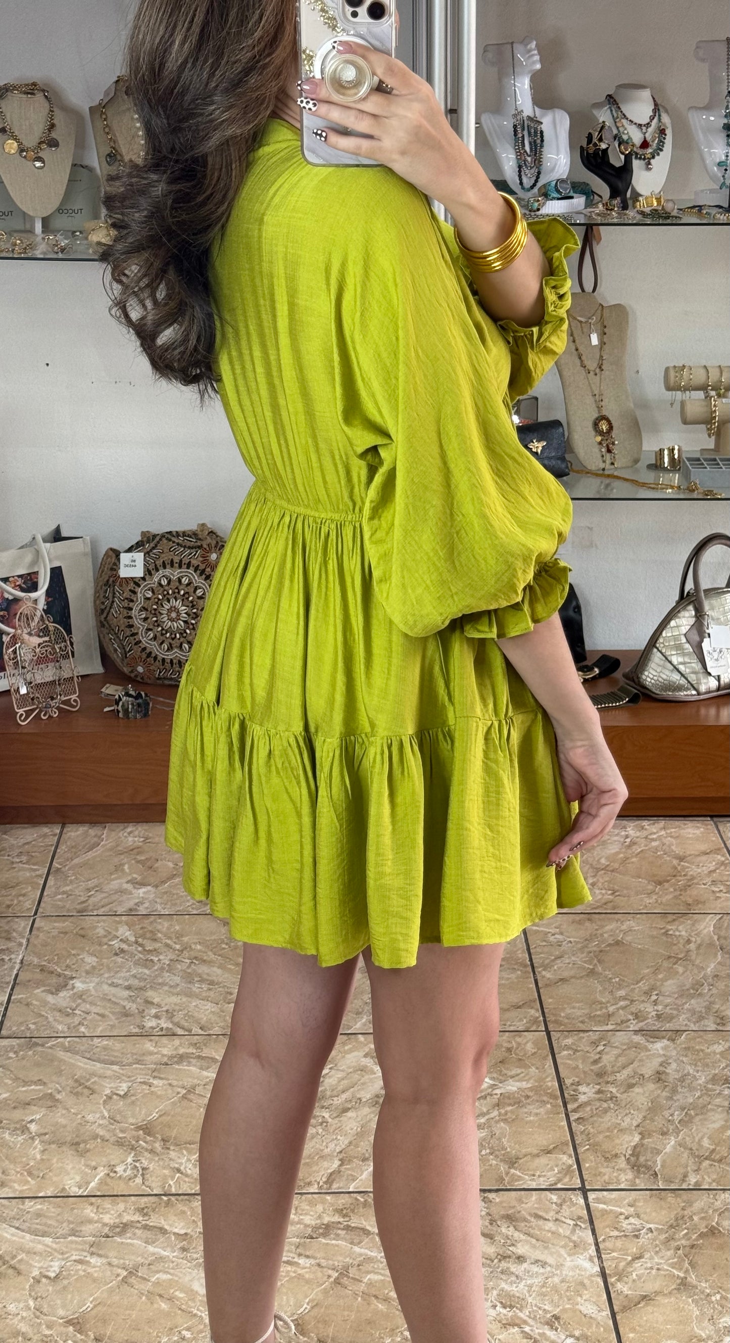 Deep Lime Mini Dress
