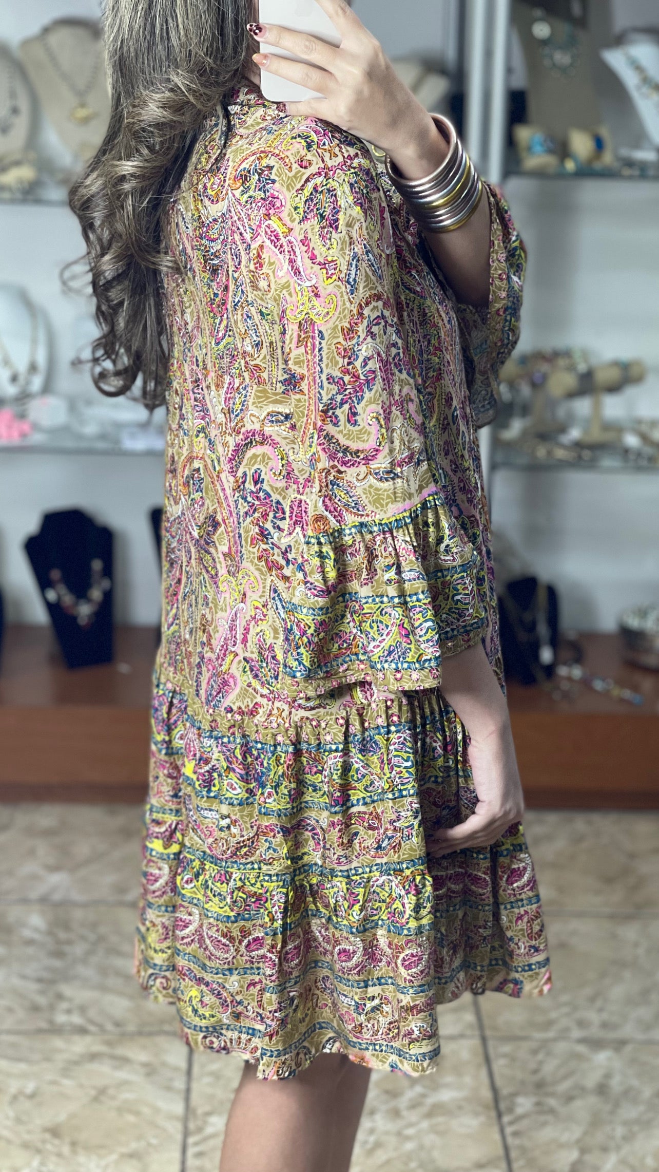 Paisley and Gold Details Dress