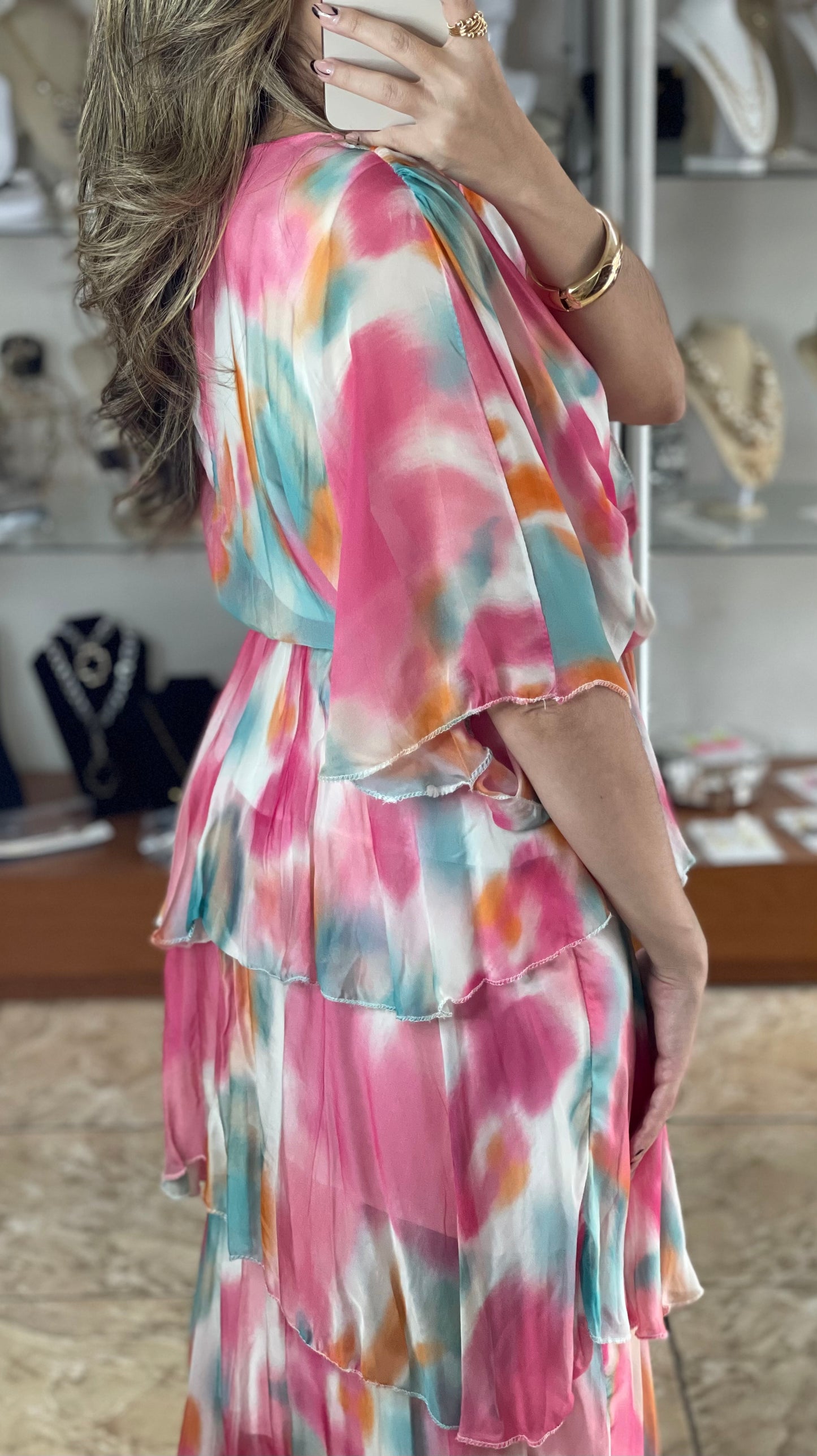 Multi Mix OS Silk Dress