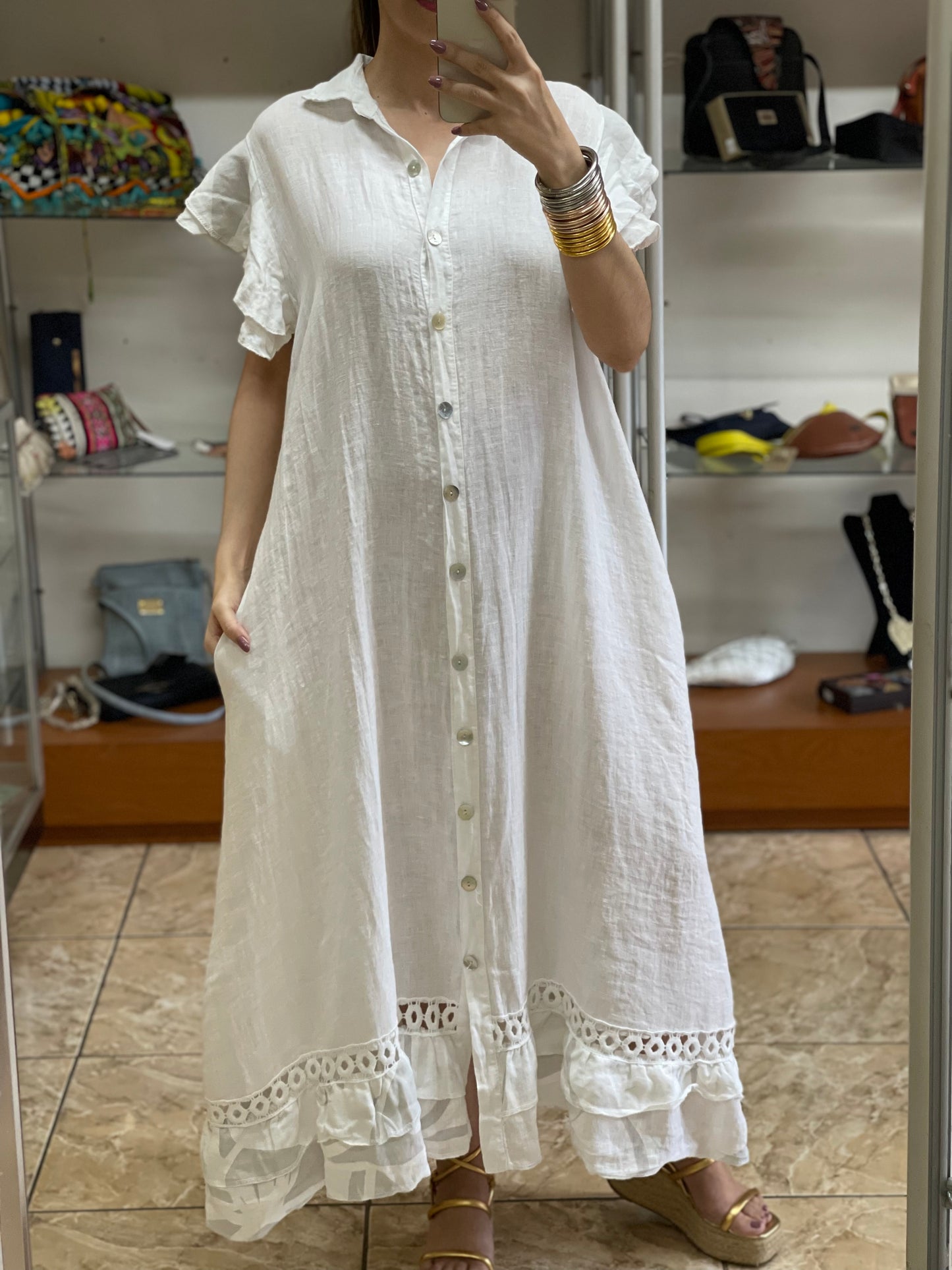 Caroline Linen Maxi Dress