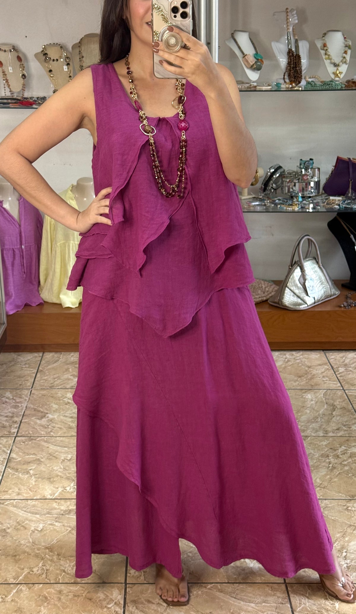 OS Linen Top & Skirt Set (NO RETURNS OR EXCHANGE)