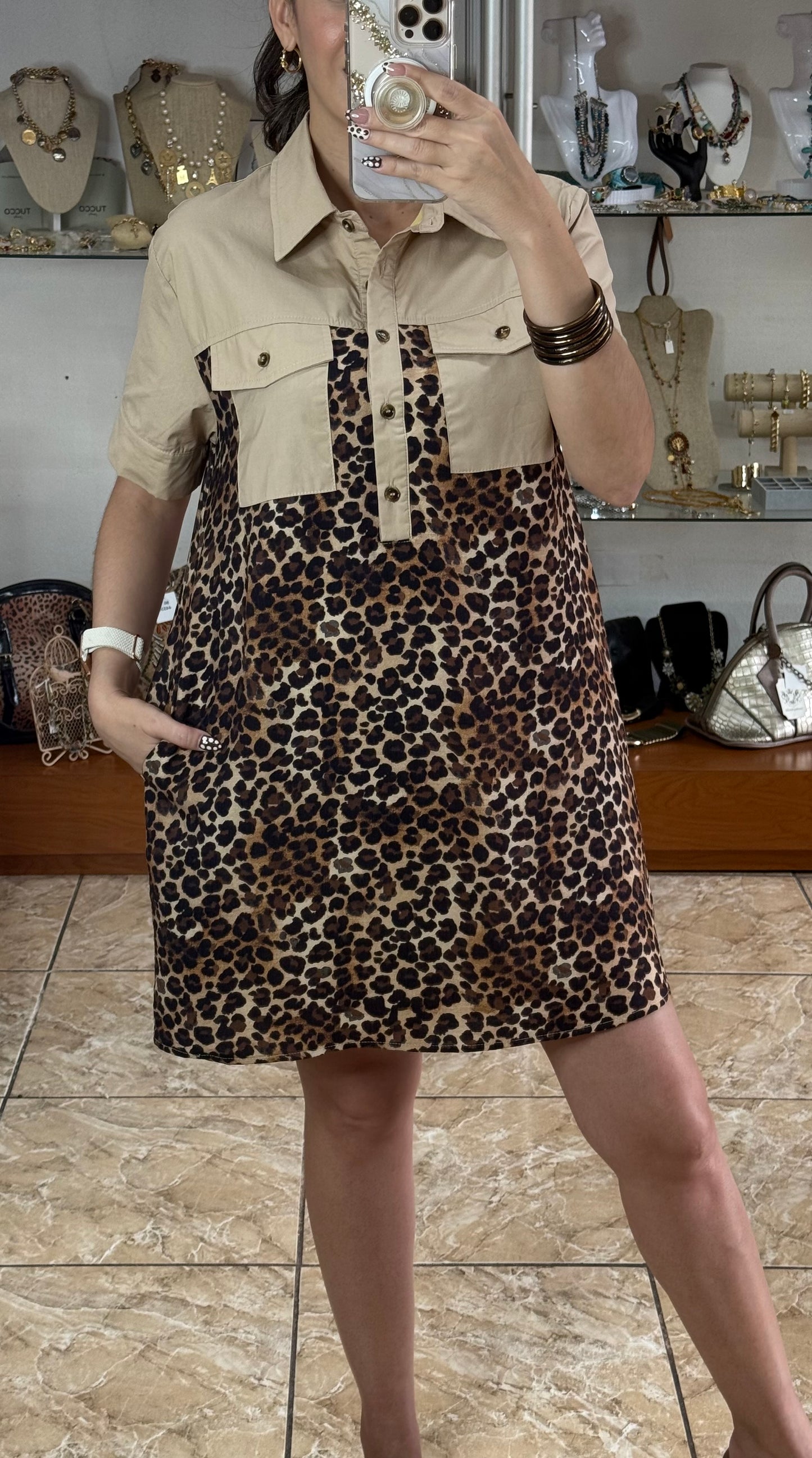 Leopard/Camel Mini Dress