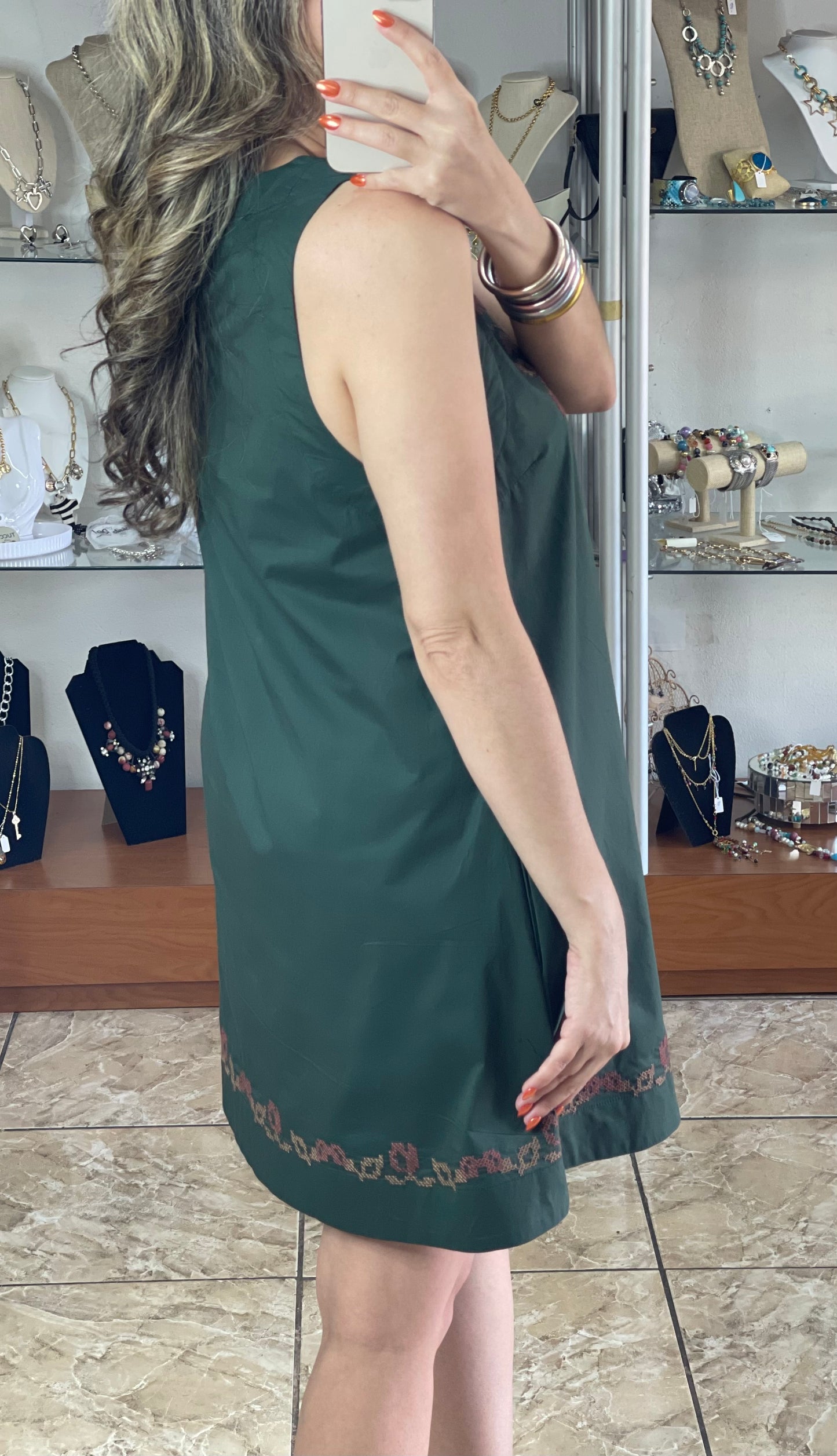 Hunter Green Sleeveless Mini Dress