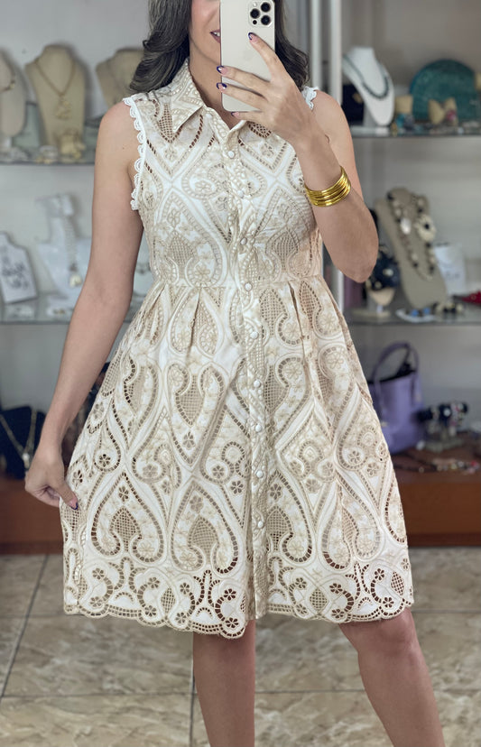 White/Cream Embroidered Mini Dress (NO RETURNS OR EXCHANGE)