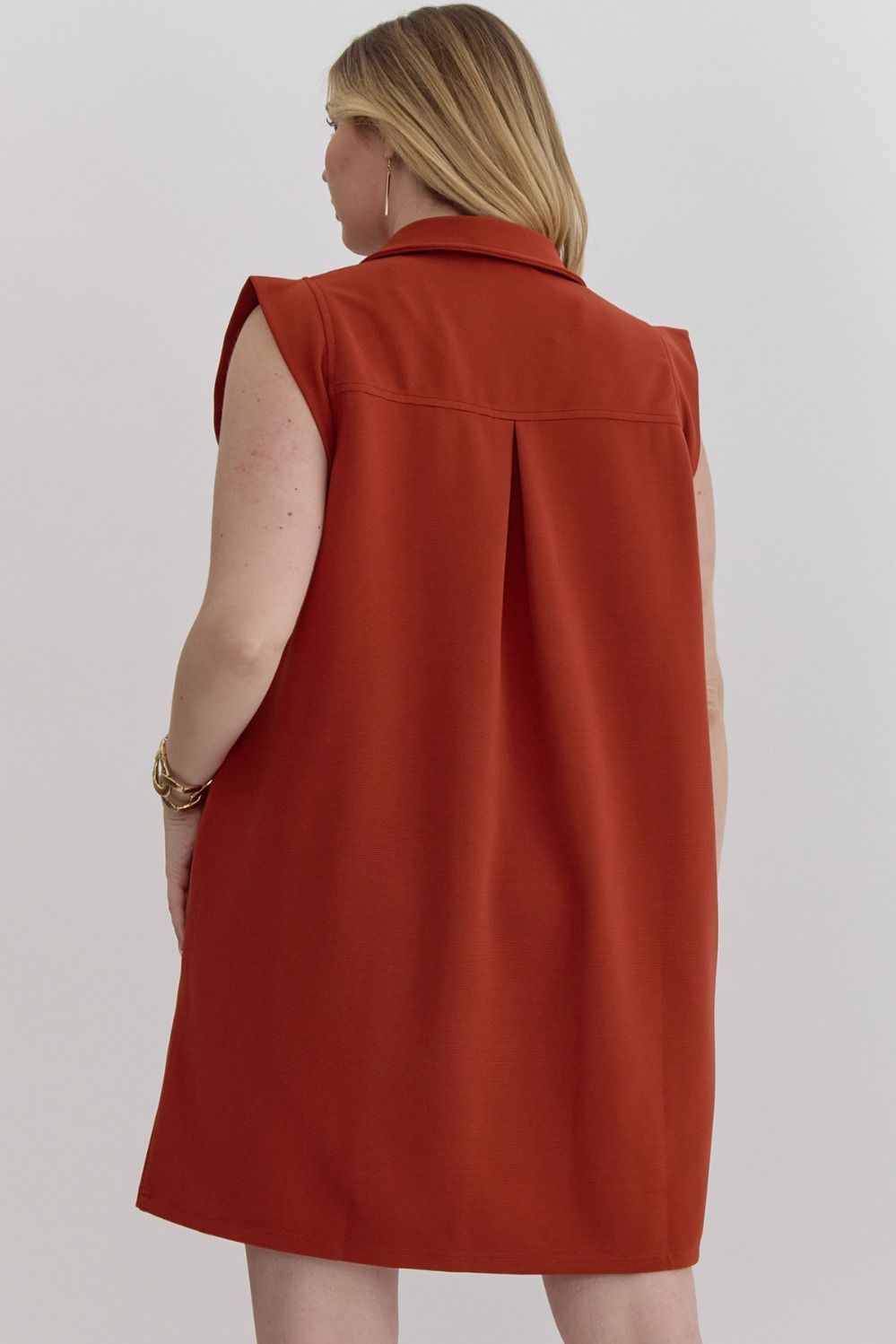Rust Sleeveless Basic Dress (PLUS)