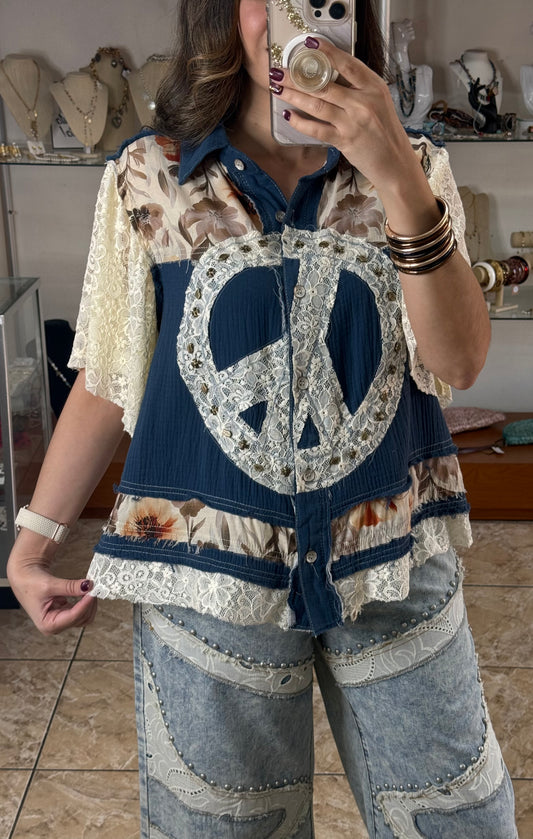 Navy Mix Peace Top