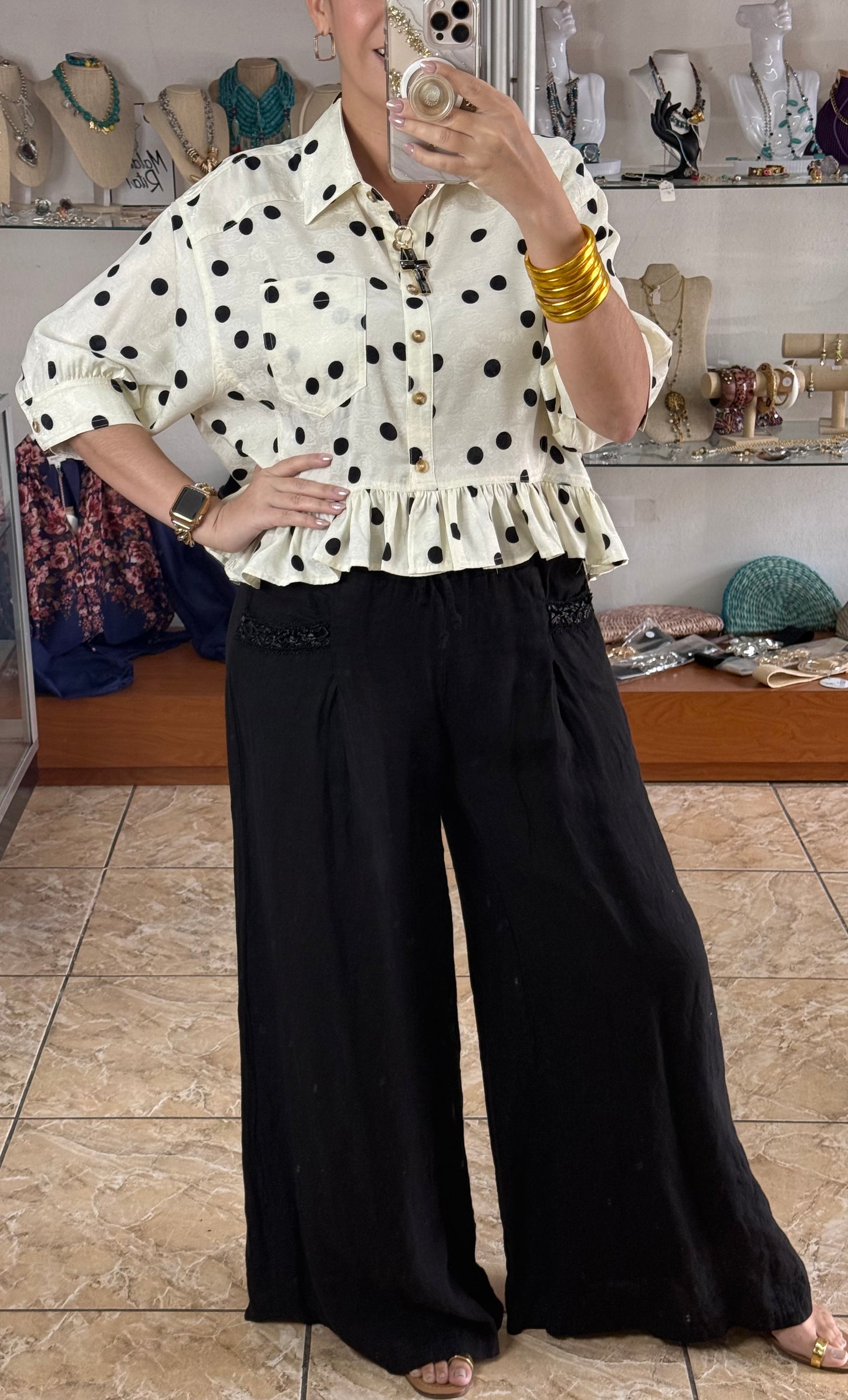 Floral Polkadot Top