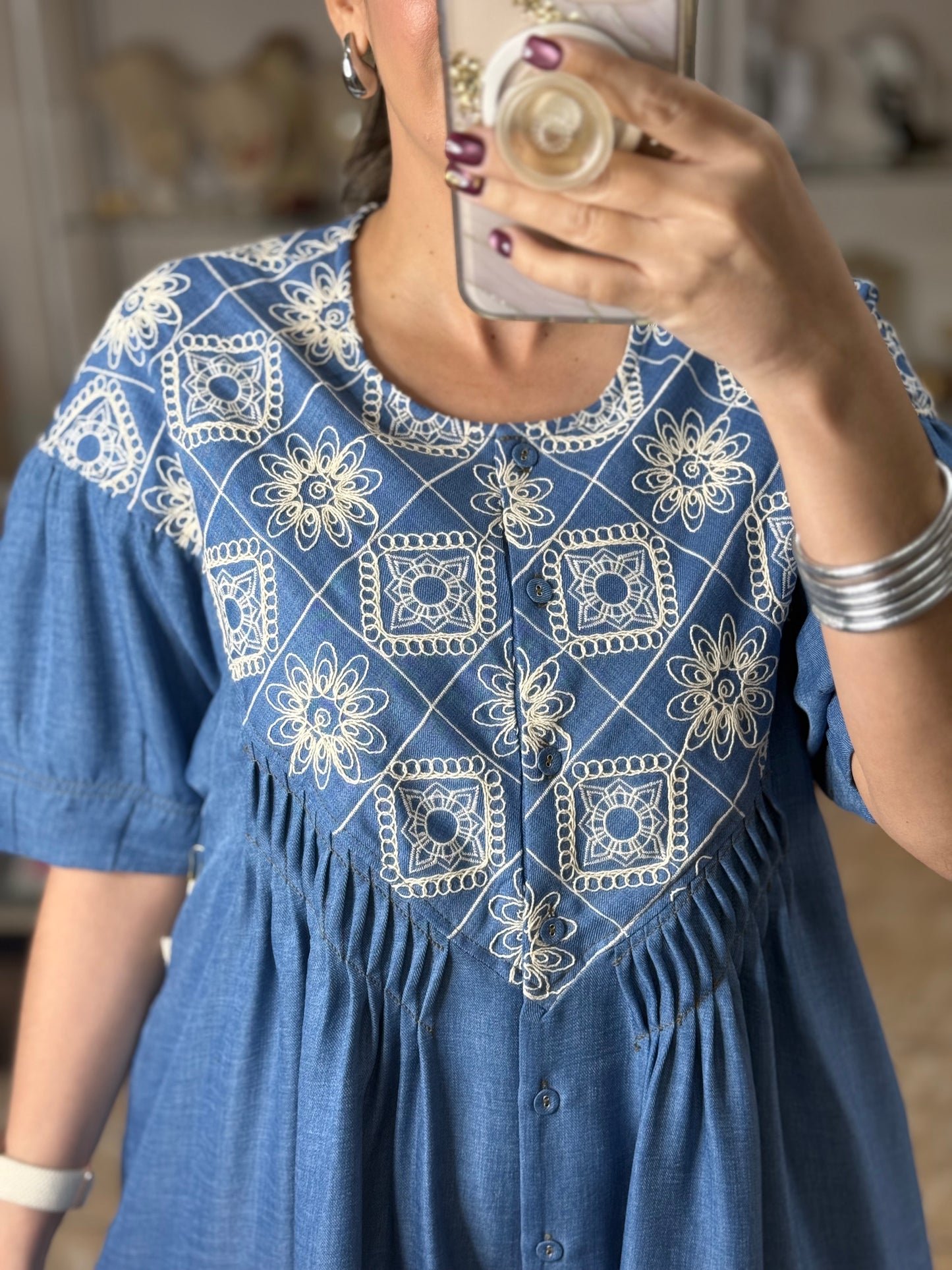 Embroidered Blue Romper