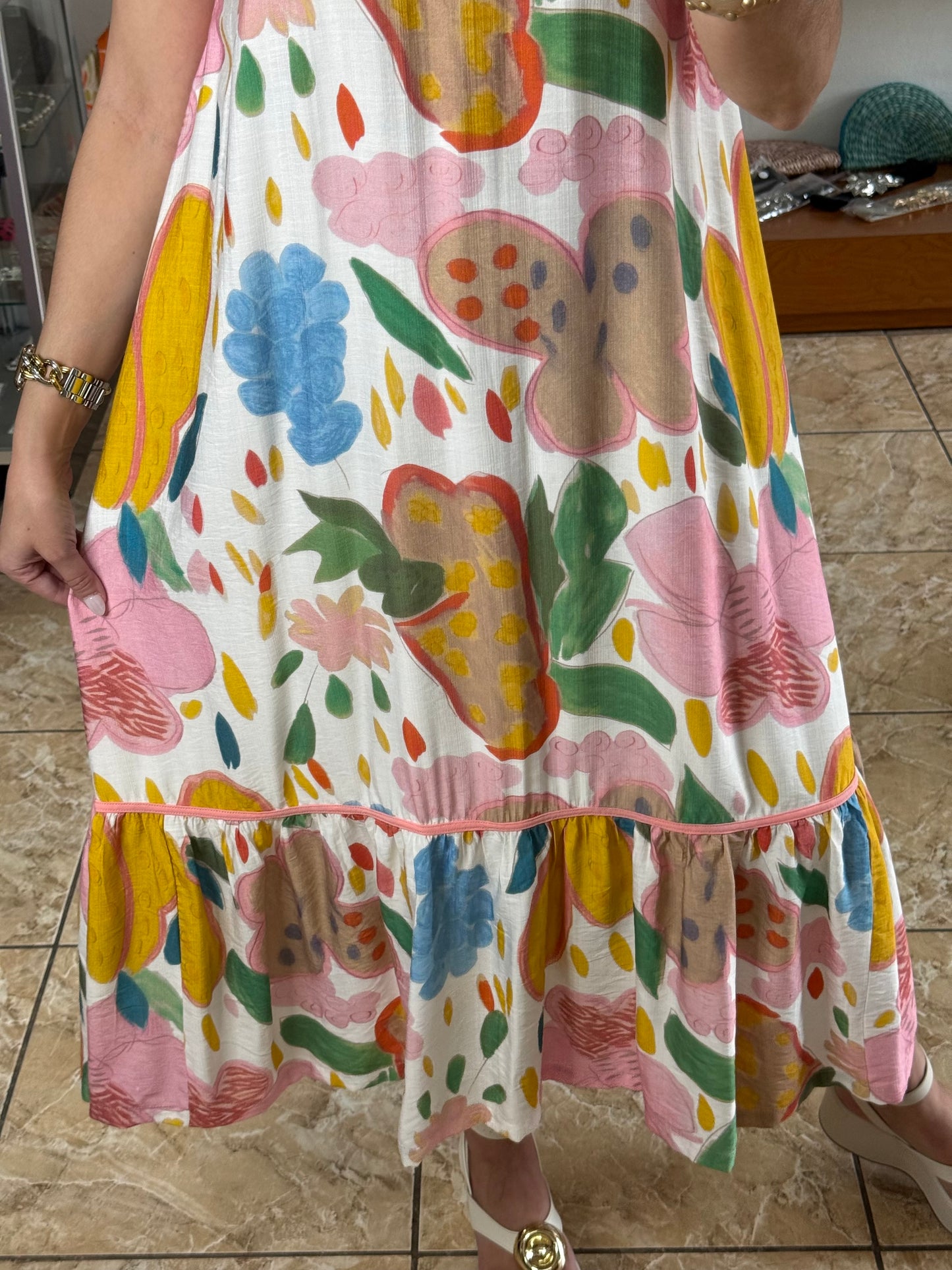 Pink Mix Halter Maxi Dress