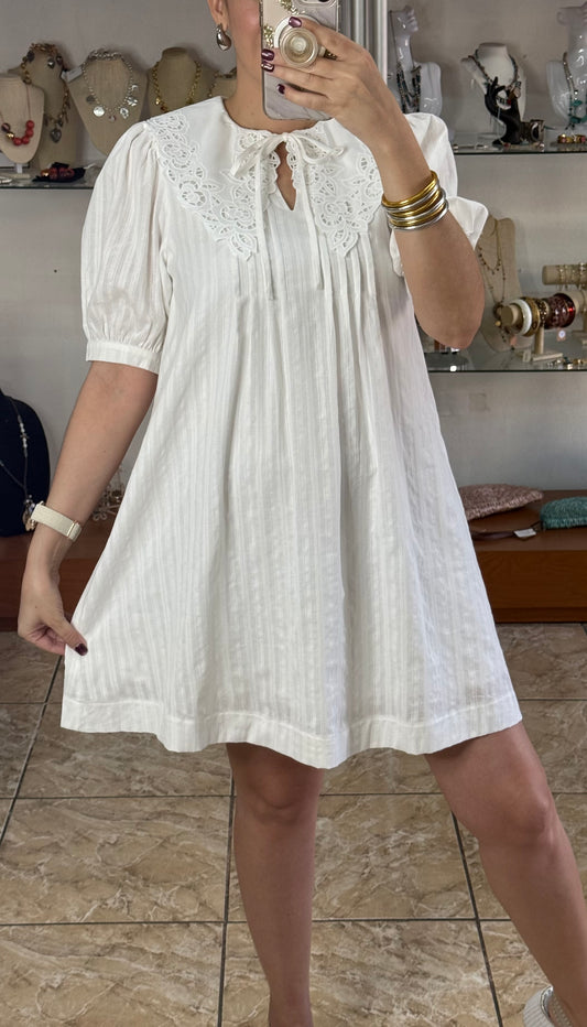 Eyelet Collard Mini Dress (NO RETURNS OR EXCHANGE)